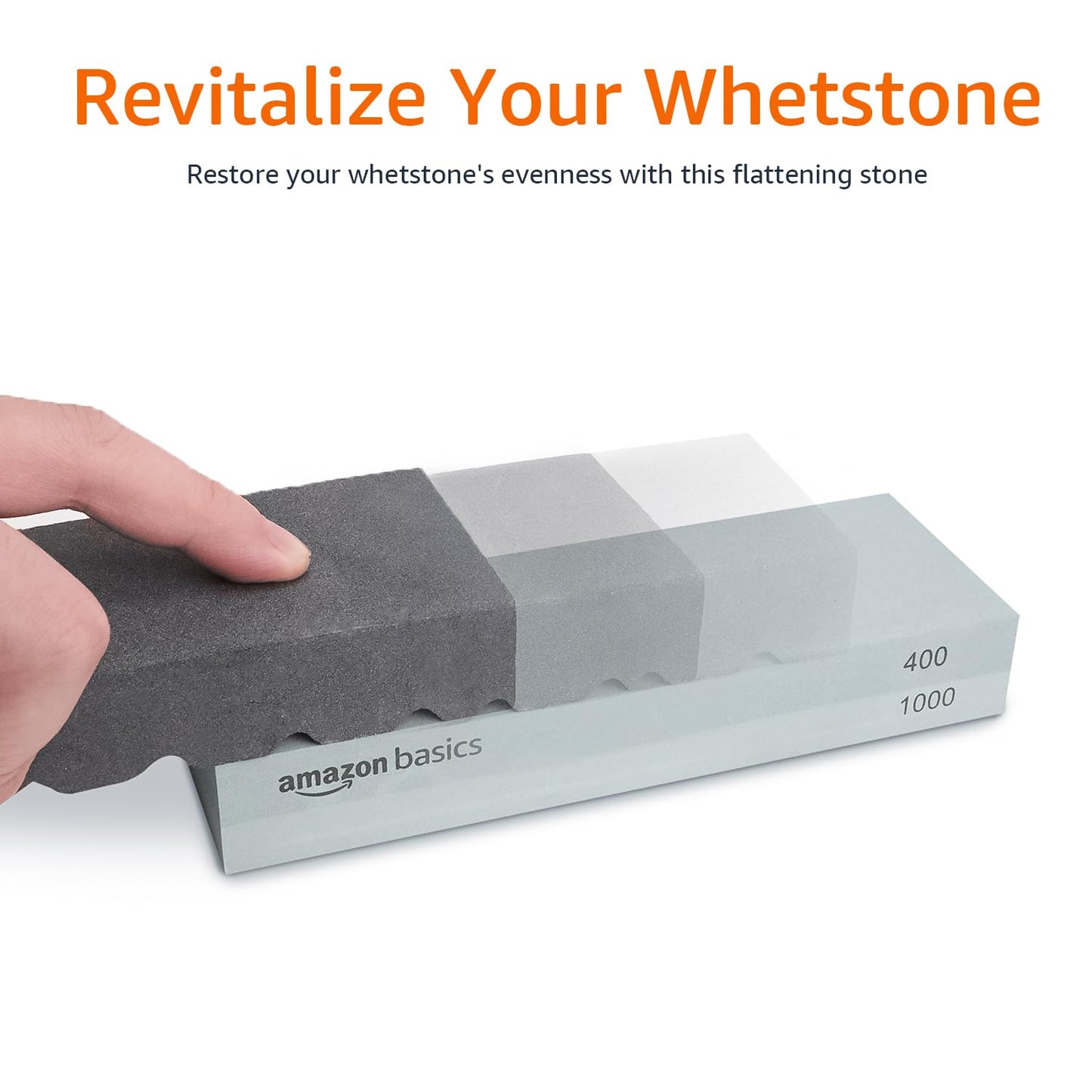 Amazon Basics Whetstone Knife Sharpening Wet Stone Dual Sided 400/1000 Grit with Non-Slip 1 Pc, Bamboo Base, Black & Grey