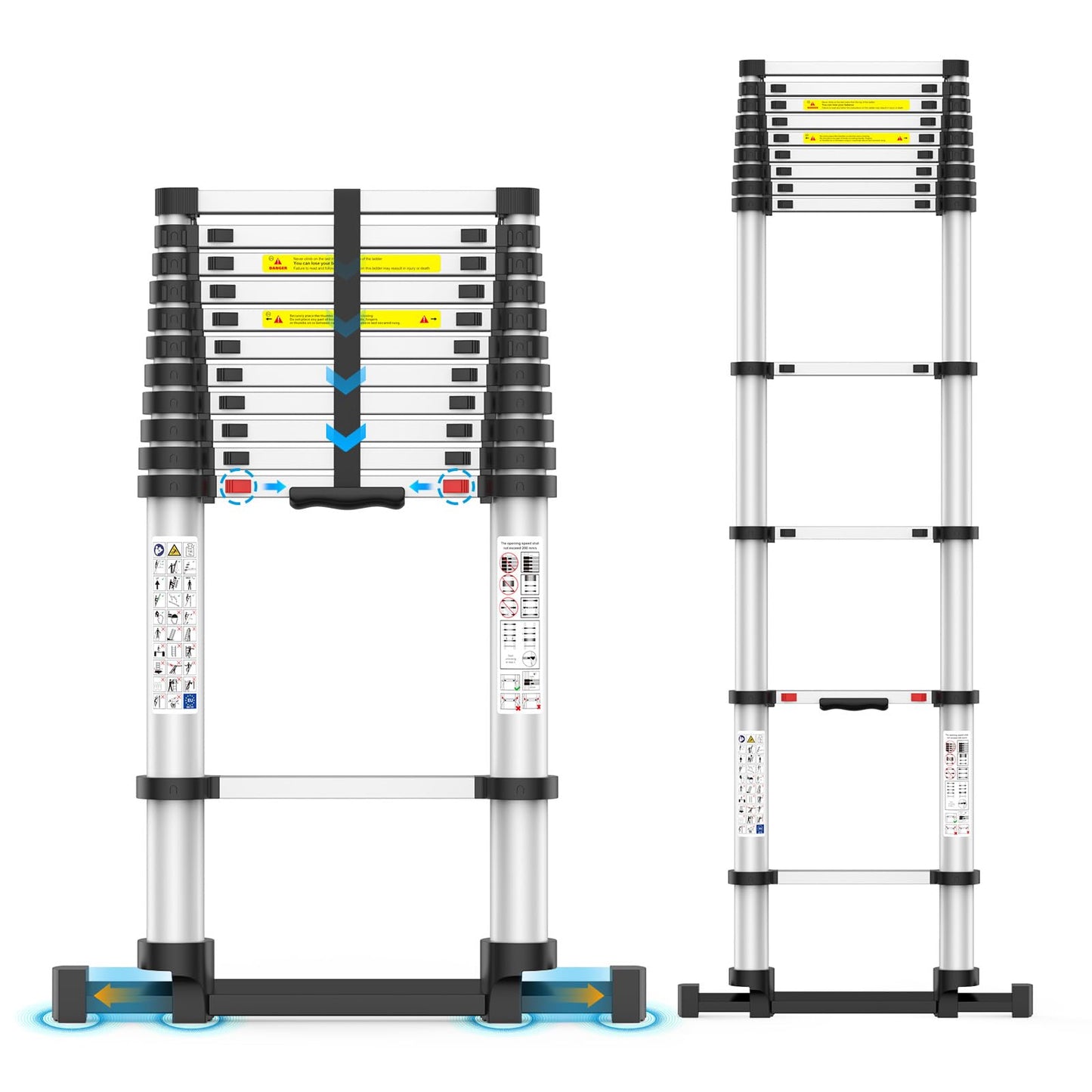 Telescoping Ladder,12.5 FT Extension Ladder, Heavy Duty 330lbs Max Capacity, Multi-Purpose Collapsible Ladder for RV or Outdoor Work