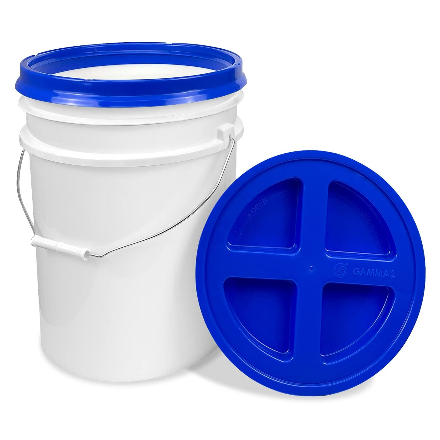 ePackageSupply 5 Gallon White Bucket with Gamma Seal Screw on Airtight Lid | Made in USA | Food Grade | Heavy-Duty | Durable 90 Mil All Purpose Pail | Easy Stack and Store | BPA Free (3 Count), White