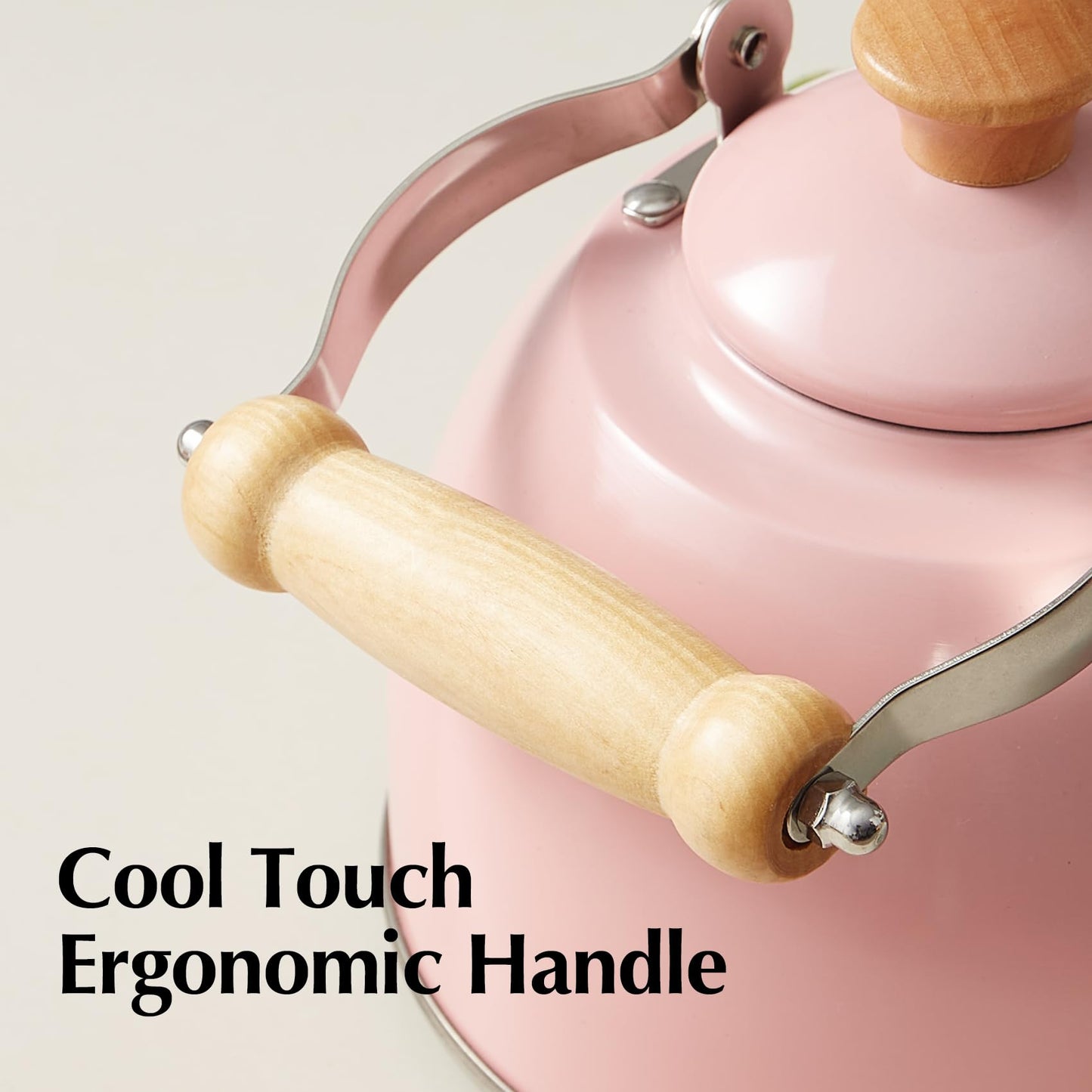 ROCKURWOK Tea Kettle, Tea Pot with Cool Touch Ergonomic Handle, Teapot Food Grade Stainless Steel, Tea Kettle Stovetop, Kettle Teapot, Whistling Tea Kettle, Small Tea Kettle, 1.6 Quart (Green)