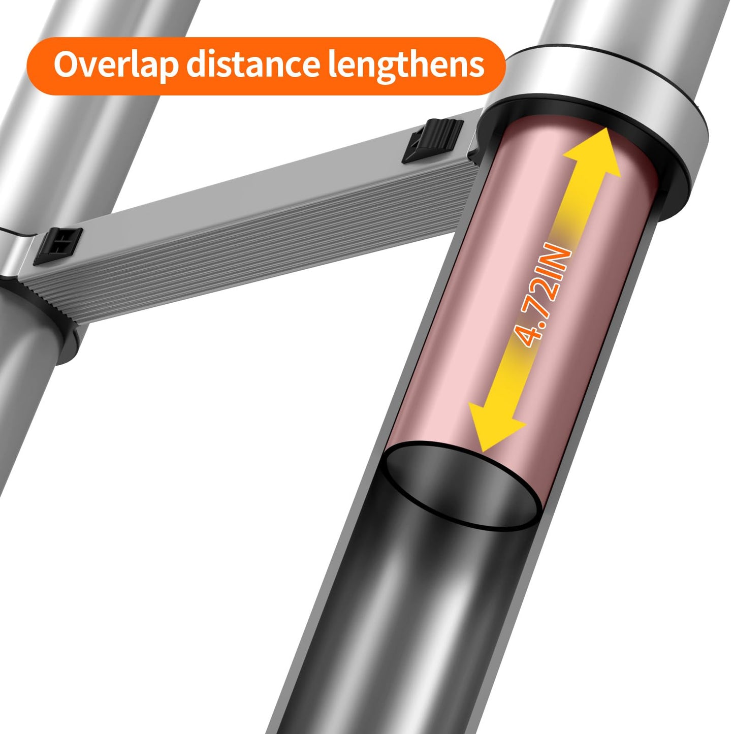 Telescoping Ladder,12.5 FT Extension Ladder, Heavy Duty 330lbs Max Capacity, Multi-Purpose Collapsible Ladder for RV or Outdoor Work