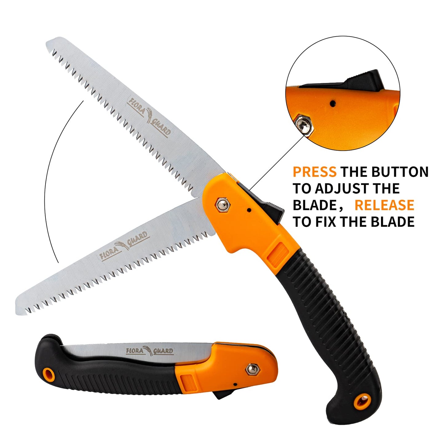 FLORA GUARD 7.7-Inch Folding Saw, Pruning Hand Saw with Triple-Cut Razor Teeth for Wood Cutting, Tree Trimming, and Camping