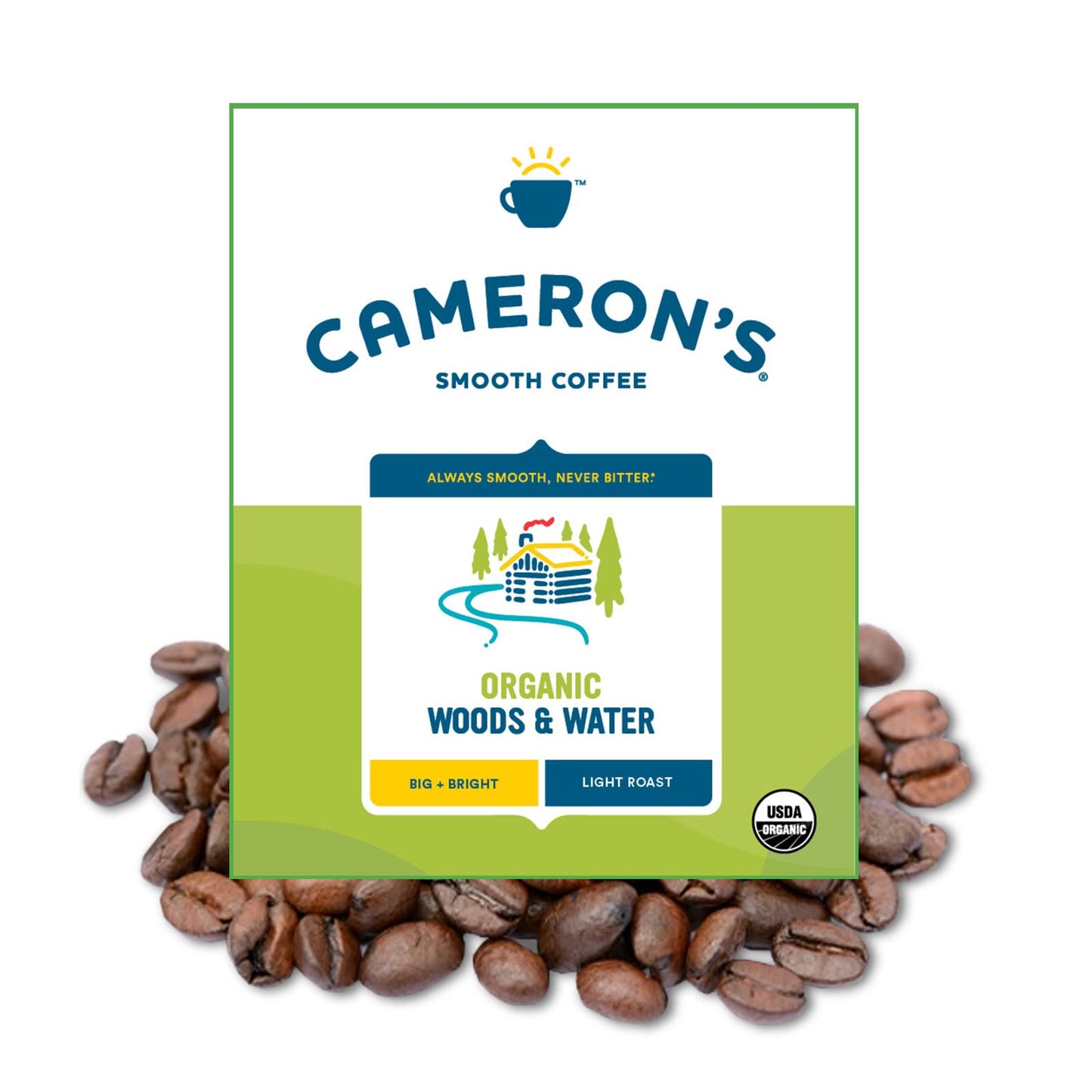Cameron's Coffee Roasted Whole Bean Coffee, Organic Woods & Water, 4 Pound