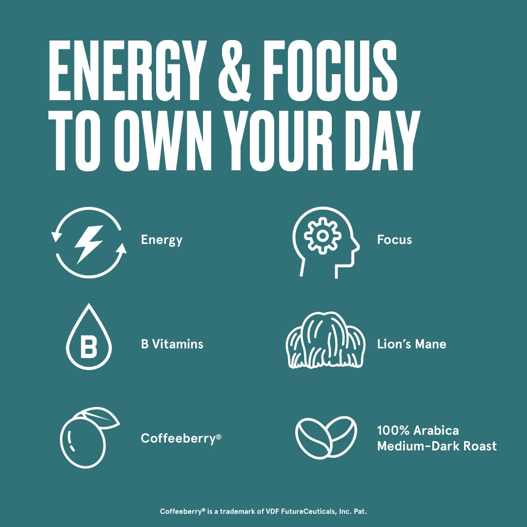 Bulletproof The High Achiever Ground Coffee, 10 Ounces, Medium-Dark Roast Enhanced Coffee with Lion's Mane Mushroom, B Vitamins, and Adaptogens for Energy and Focus