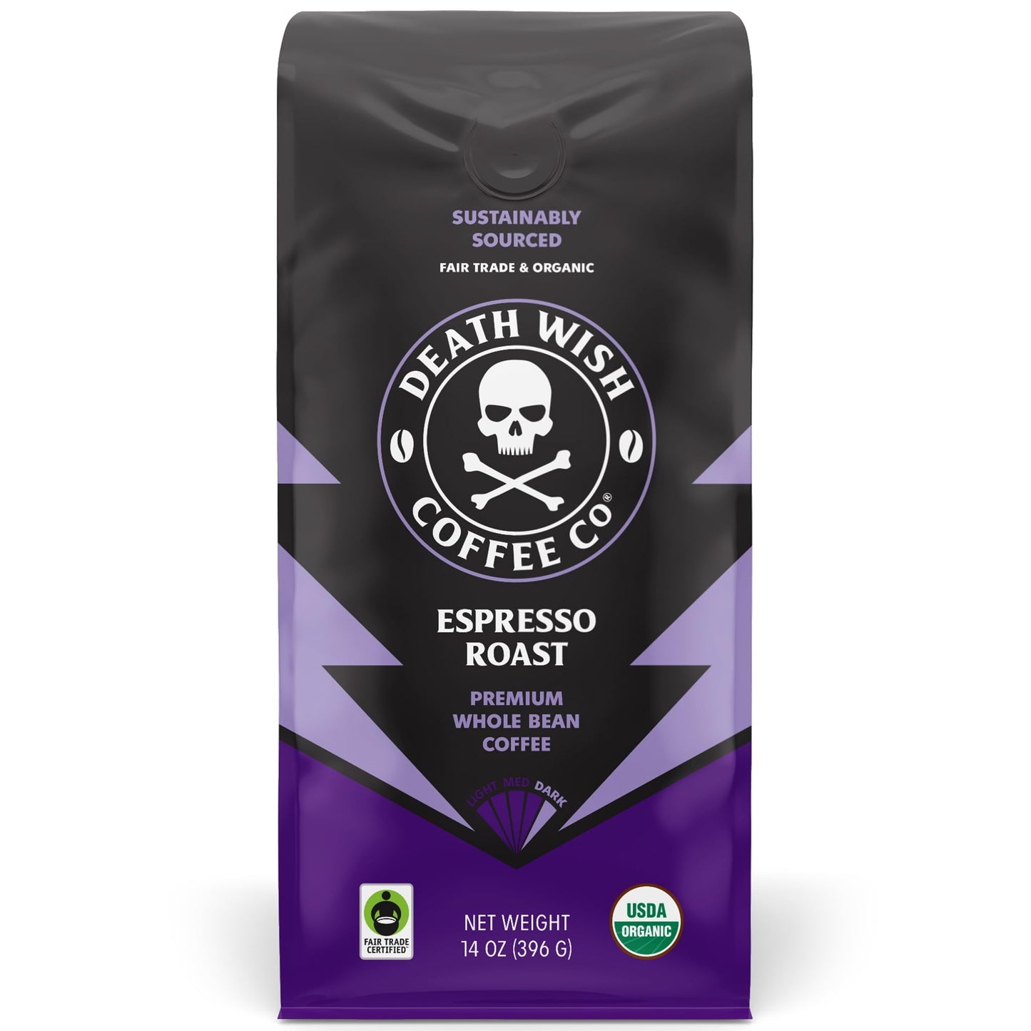 Death Wish Coffee, Organic and Fair Trade Dark Roast Whole Bean Coffee, 16 oz