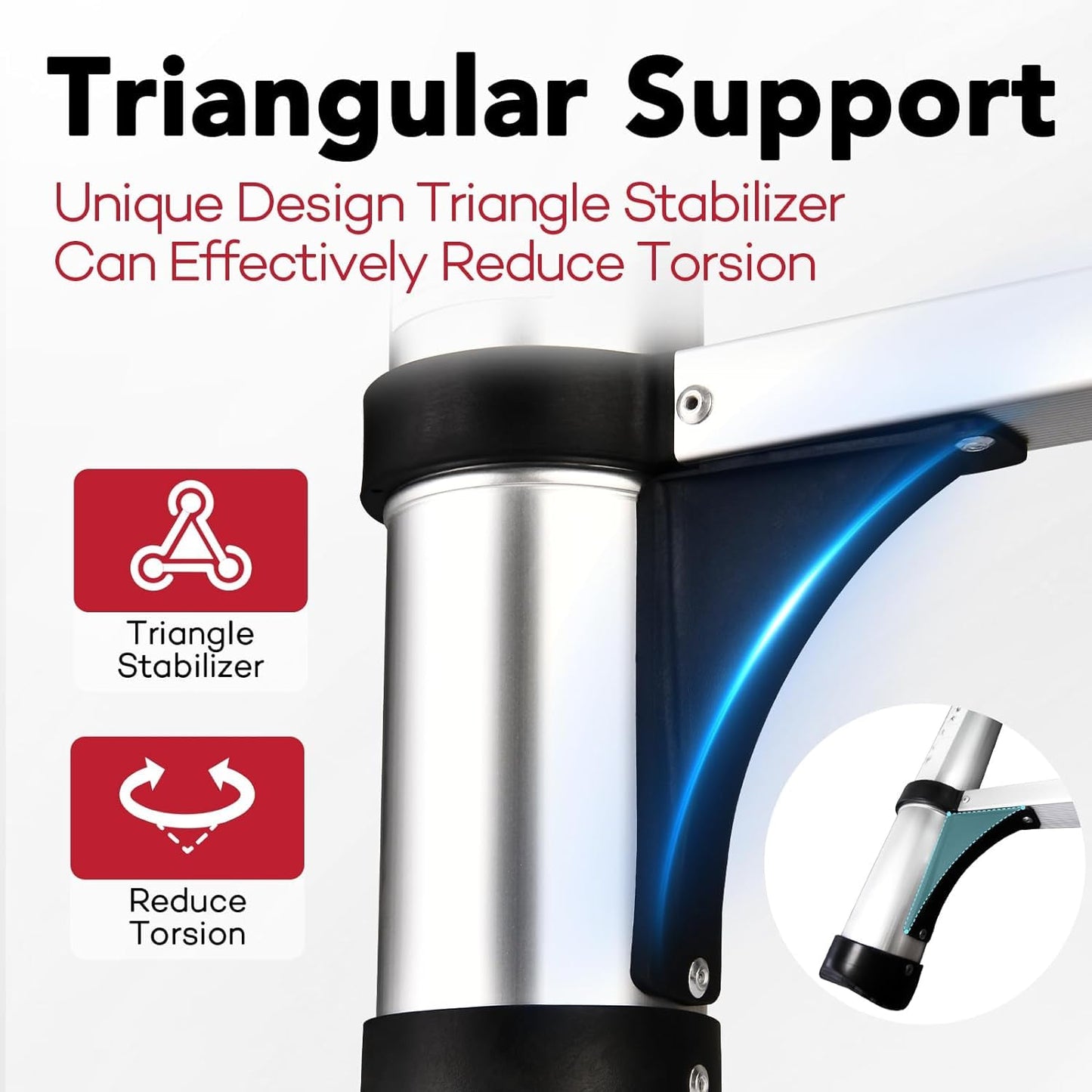 Telescoping Ladder, SocTone 12.5 FT Aluminum Lightweight Extension Ladder with 2 Triangle Stabilizers, Heavy Duty 330lbs Max Capacity, Multi-Purpose Collapsible Ladder for RV or Outdoor Work