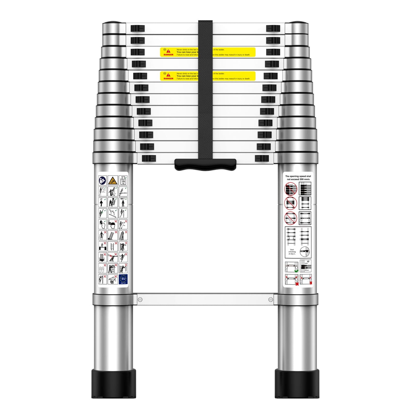 Telescoping Ladder,12.5 FT Extension Ladder, Heavy Duty 330lbs Max Capacity, Multi-Purpose Collapsible Ladder for RV or Outdoor Work