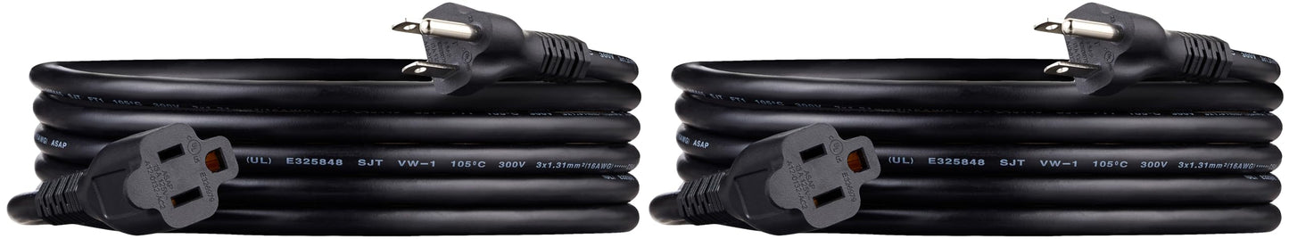 Extension Cord, 20 Ft, 3 Prong Outlet Extender, Indoor Extension Cord, 13 Amps, 125V, Black