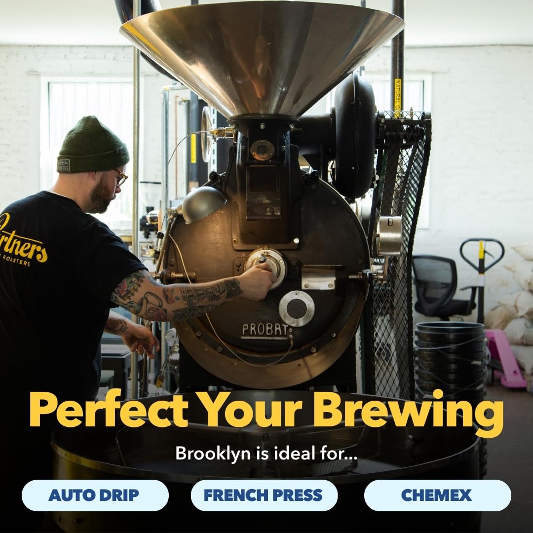 PARTNERS COFFEE ROASTERS - Whole Bean Coffee (Flatiron - Espresso, Medium-Dark Roast) 12oz - Classic Blend, Tastes Like Home - Dark Chocolate, Praline, Dates - Coffee Beans - Roasted in New York City