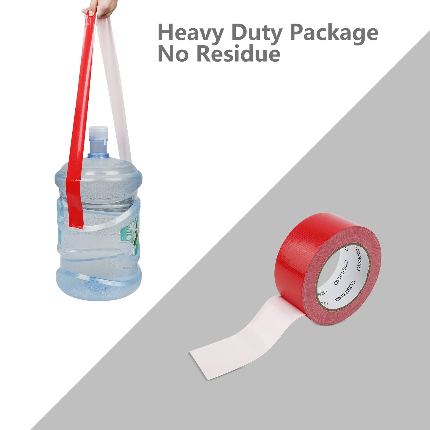 COSIMIXO 5-Pack Black Heavy Duty Duct Tape, 2 inches x 30 Yards, Strong, Flexible, No Residue, All-Weather and Tear by Hand - Bulk Value for Repairs, Industrial, Professional Use