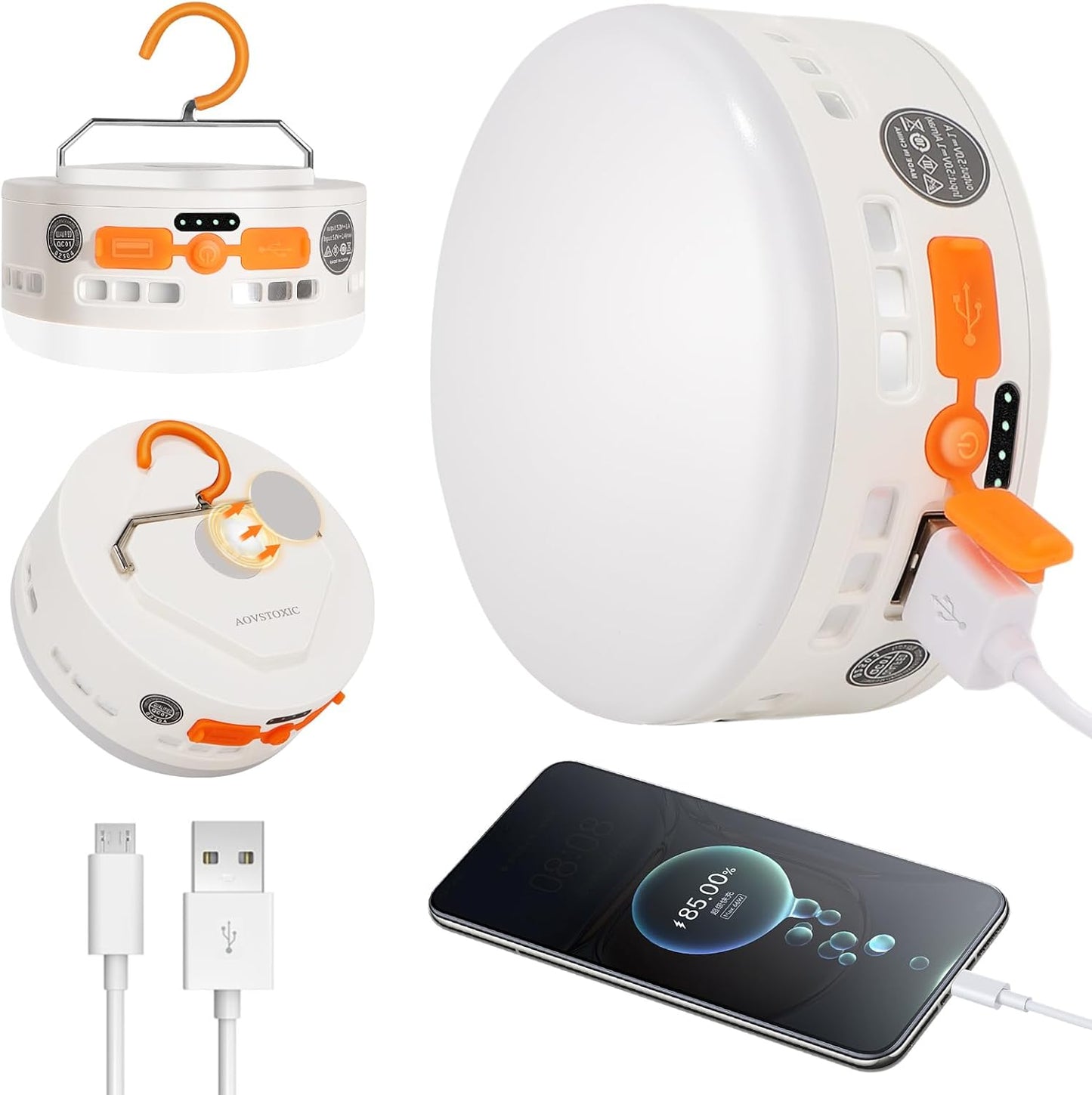 LED Camping Light, Rechargeable & Portable, 800LM,3 Light Modes,4800mAh Power Bank,with Magnet Base,IPX4 Waterproof,Electric Lantern Flashlight for 【Camping/Hiking/Fishing/Car Repairing/Emergency】