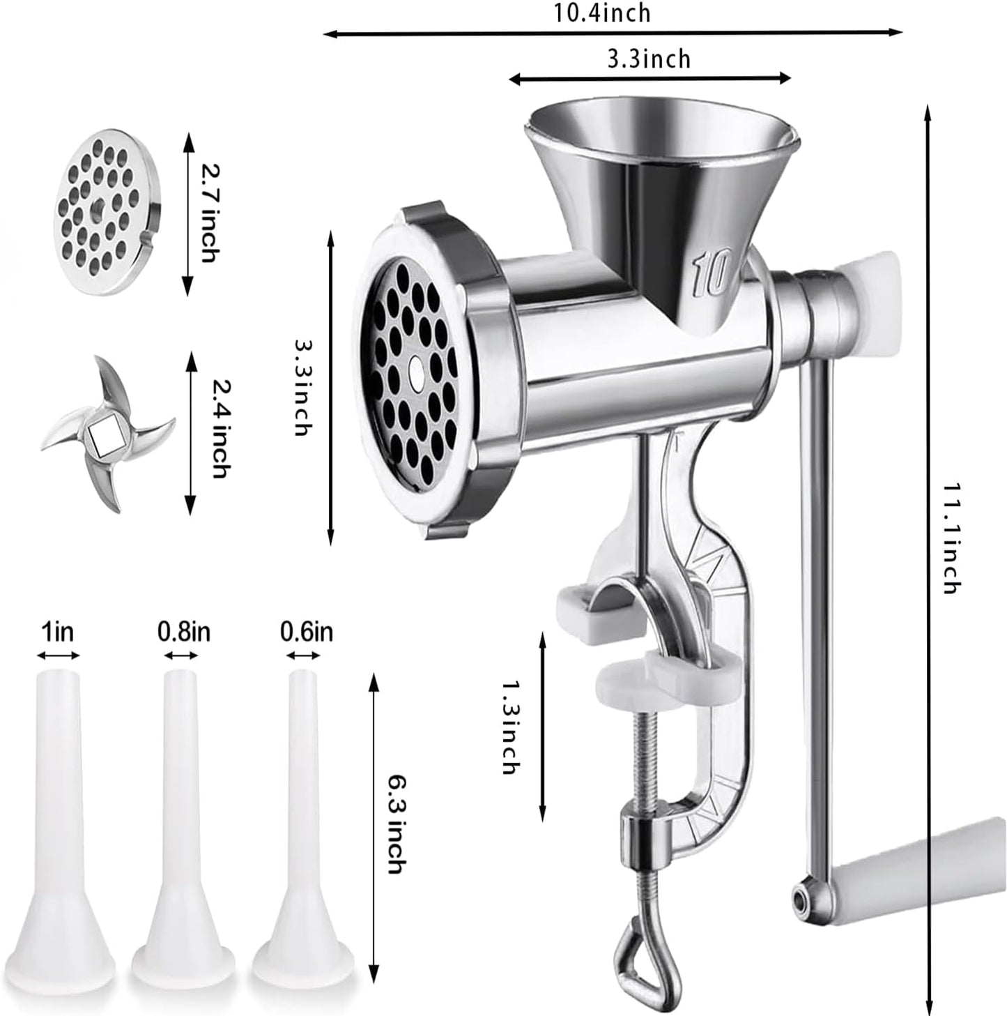 Meat Grinder Manual Mincer - Manual Meat Grinders For Home Use Sausage Maker & Burger Patty Stuffer with Table Clamp, Hand Operated Kitchen Tool for Homemade Pork, Beef, and Sausage - Easy to Clean