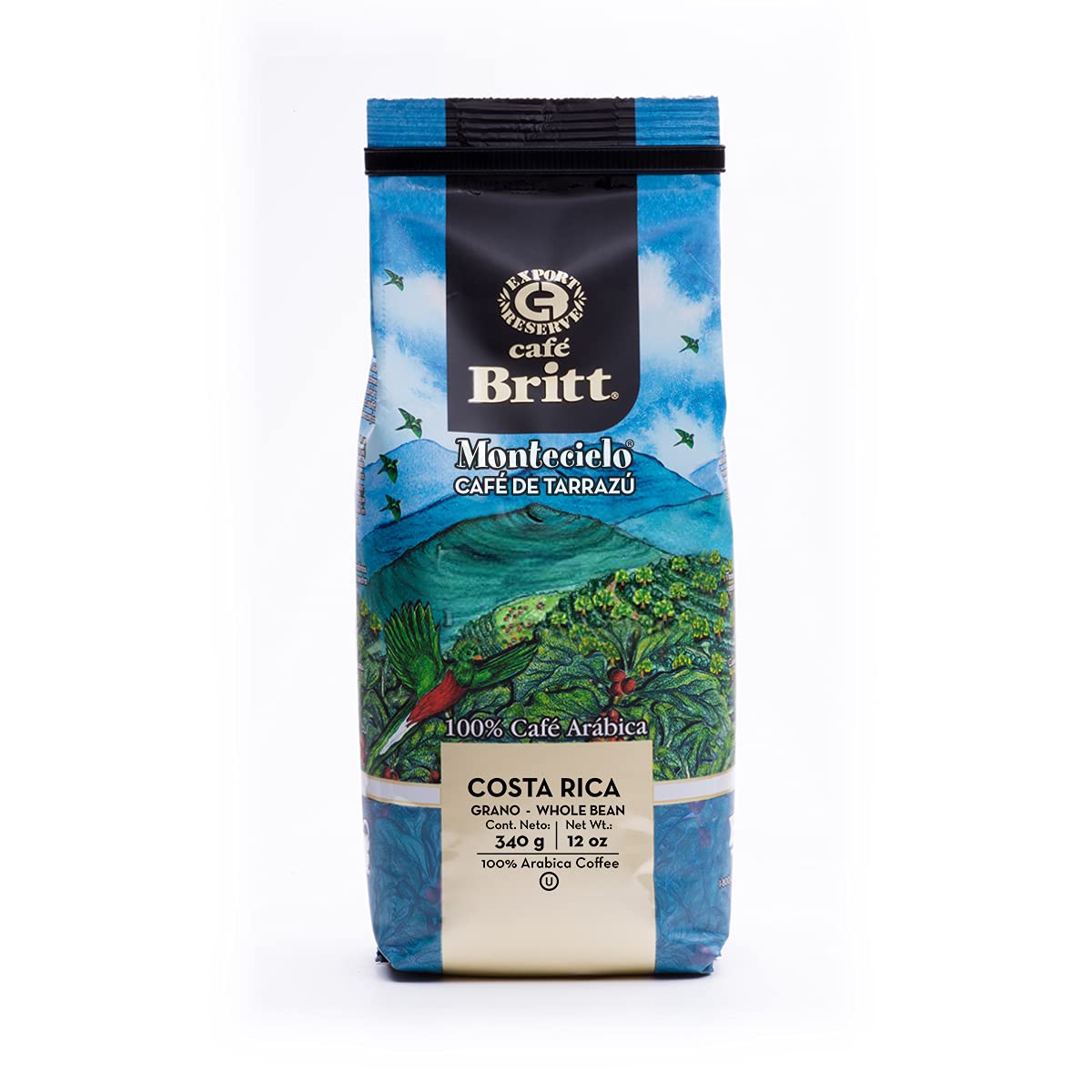 Café Britt® - Costa Rican Tres Rios Valdivia Coffee (12 oz.) (3-Pack) - Whole Bean, Arabica Coffee, Kosher, Gluten Free, 100% Gourmet & Medium Light Roast