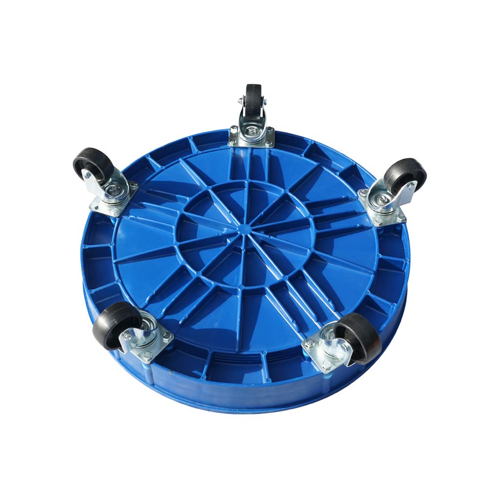 ELAFROS 30 Gallon and 55 Gallon Heavy Duty Plastic Drum Dolly – Durable Plastic Drum Cart 900 lb. Capacity- Barrel Dolly with 5 Swivel Casters Wheel,Blue