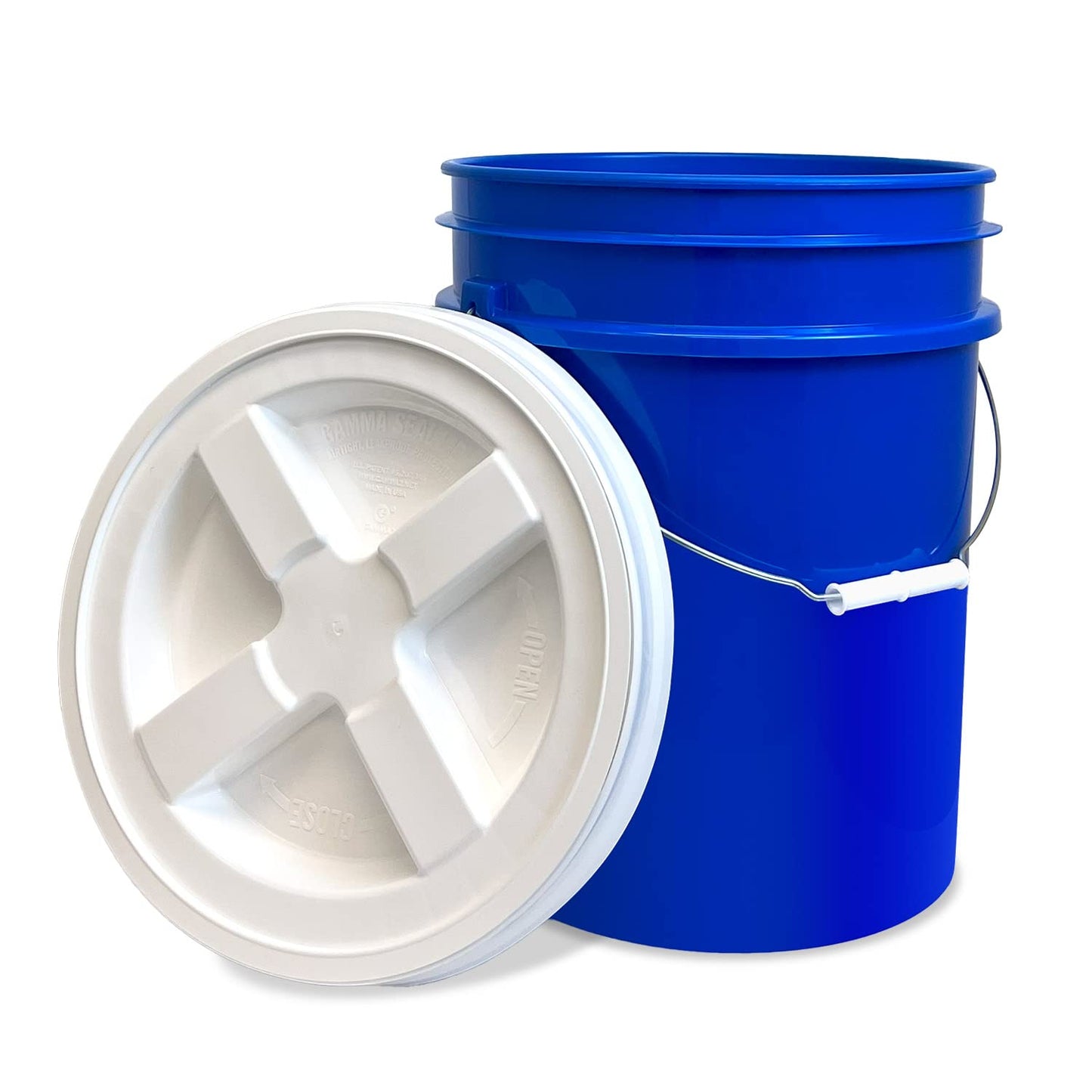 ePackageSupply 5 Gallon White Bucket with Gamma Seal Screw on Airtight Lid | Made in USA | Food Grade | Heavy-Duty | Durable 90 Mil All Purpose Pail | Easy Stack and Store | BPA Free (3 Count), White