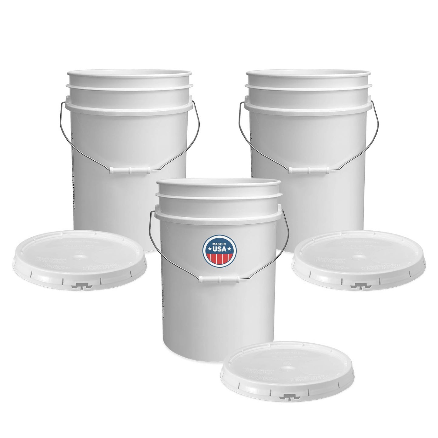 ePackageSupply White 5-Gallon Bucket with Lid | Made in USA | Food Grade | Heavy-Duty Extra Durable Plastic Bucket | Multi-Use Food Grade Buckets with Lids | Easy Stack and Store | BPA Free | 6 Pack