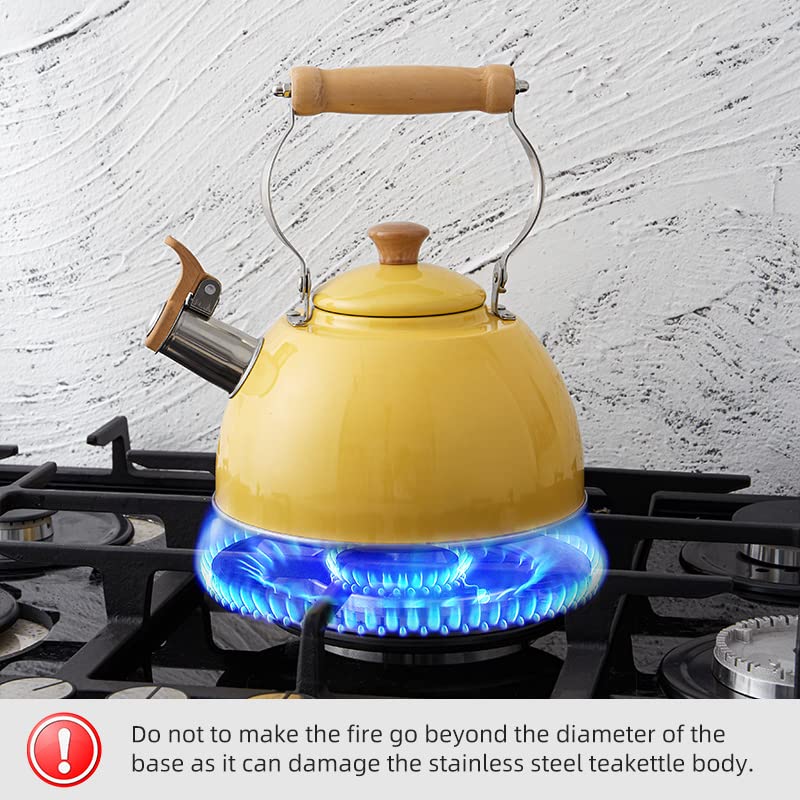 ROCKURWOK Tea Kettle, Tea Pot with Cool Touch Ergonomic Handle, Teapot Food Grade Stainless Steel, Tea Kettle Stovetop, Kettle Teapot, Whistling Tea Kettle, Small Tea Kettle, 1.6 Quart (Green)