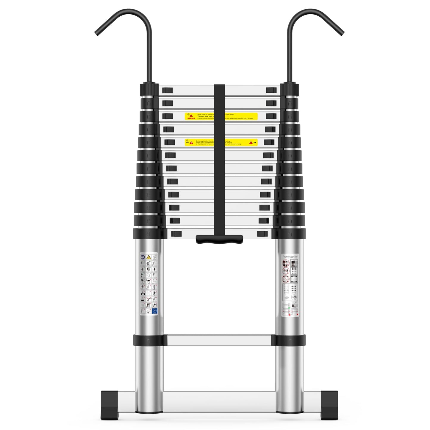 Telescoping Ladder,12.5 FT Extension Ladder, Heavy Duty 330lbs Max Capacity, Multi-Purpose Collapsible Ladder for RV or Outdoor Work