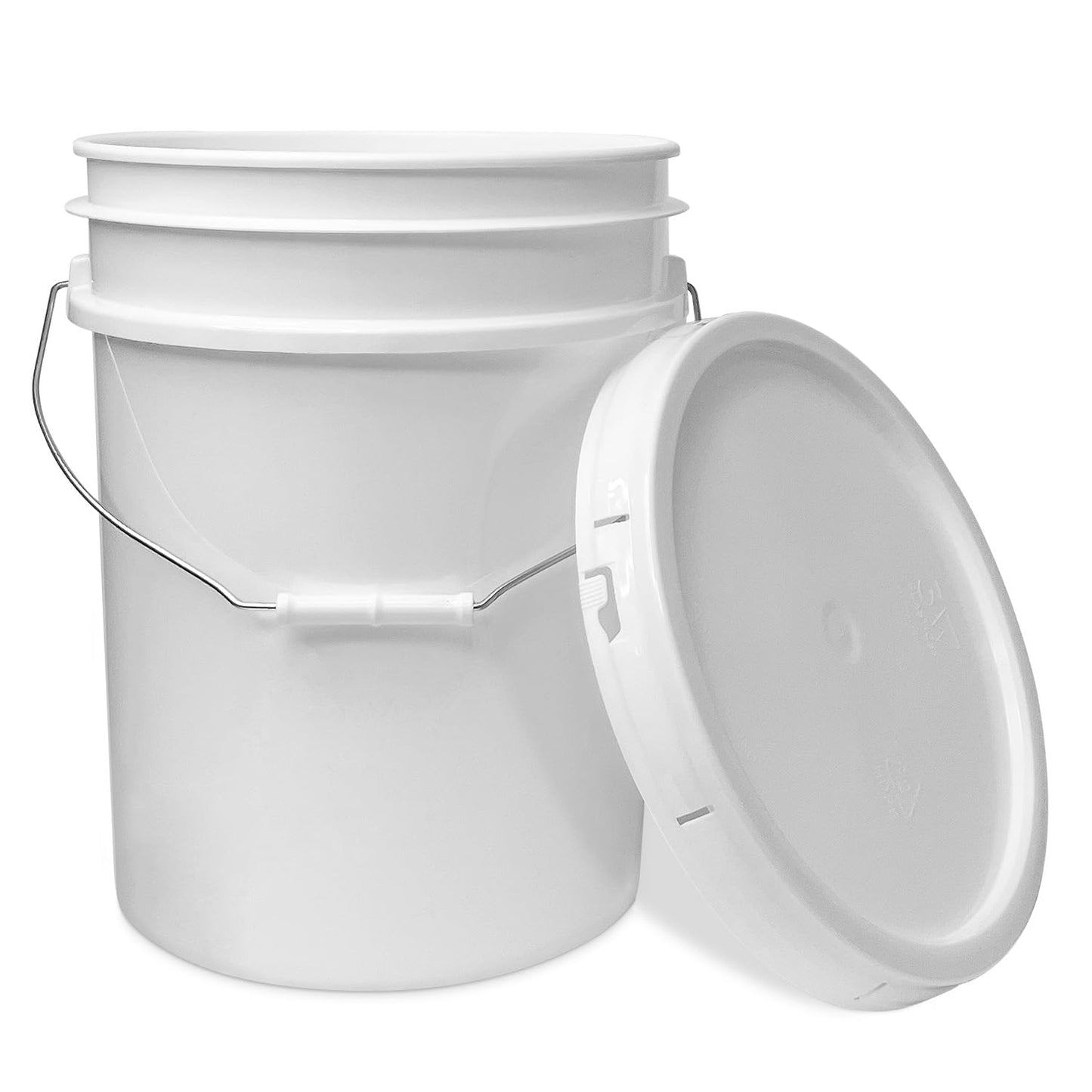 ePackageSupply White 5-Gallon Bucket with Lid | Made in USA | Food Grade | Heavy-Duty Extra Durable Plastic Bucket | Multi-Use Food Grade Buckets with Lids | Easy Stack and Store | BPA Free | 6 Pack