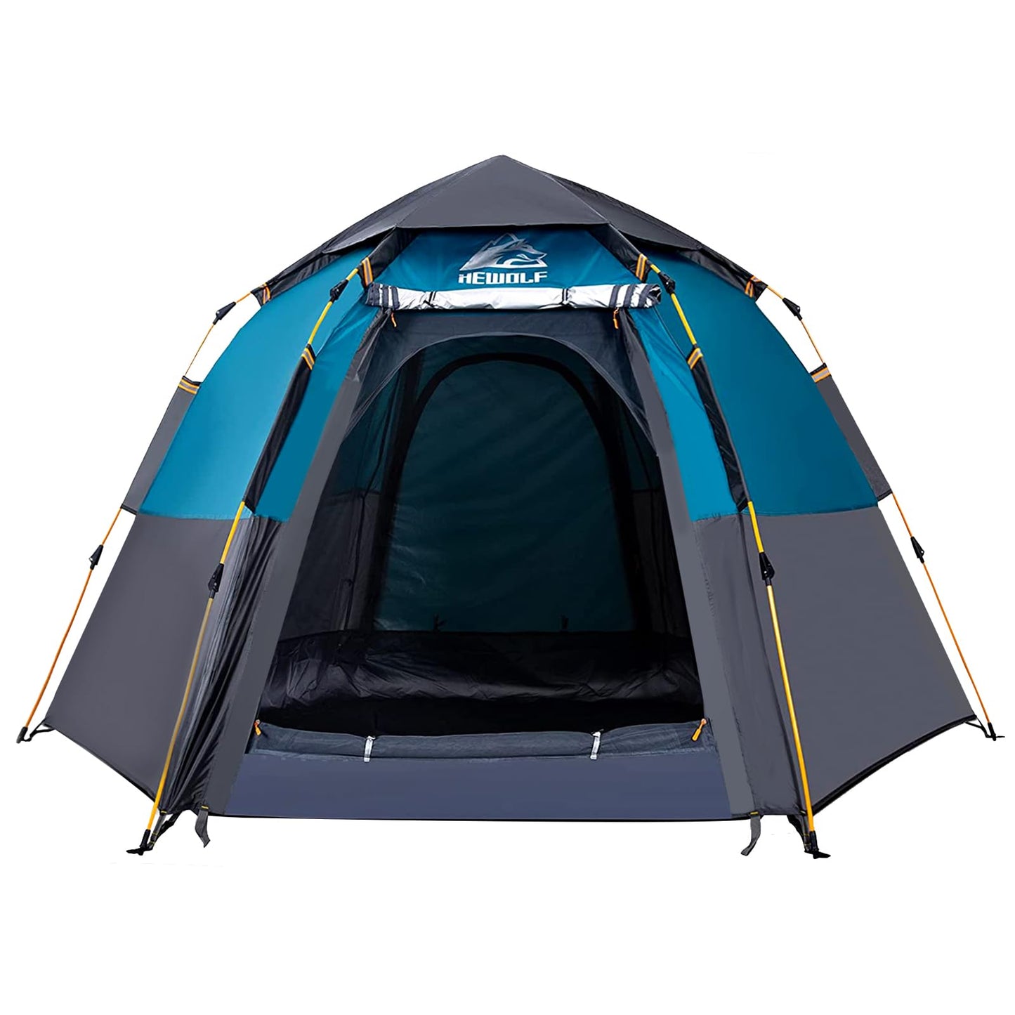 Hewolf 2/3/4 Person Camping Tent - Instant Pop Up Waterproof 2 Doors Tent with Easy Setup | 3-Season Hexagonal Dome Design for Family, Hiking & Traveling