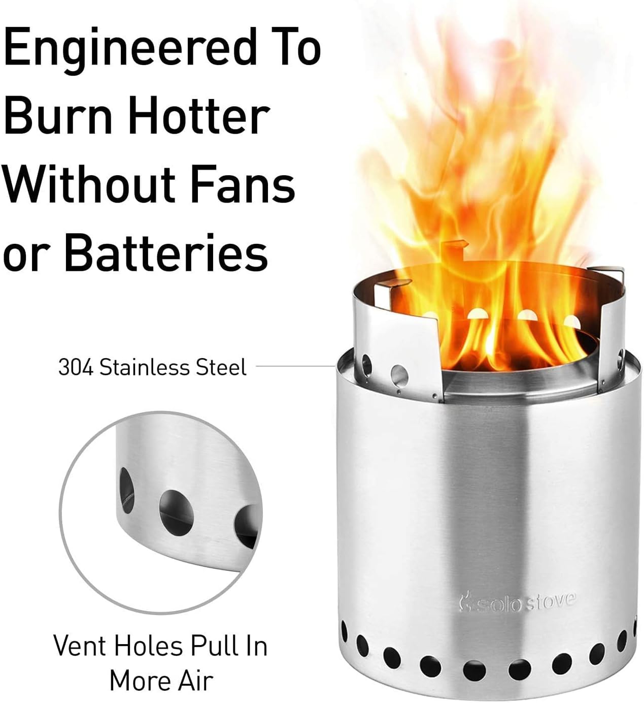 Solo Stove Campfire Camping Stove Portable Stove for Backpacking Outdoor Cooking Great Stainless Steel Camping Backpacking Stove Compact Wood Stove Design-No Batteries or Liquid Fuel Canisters Needed