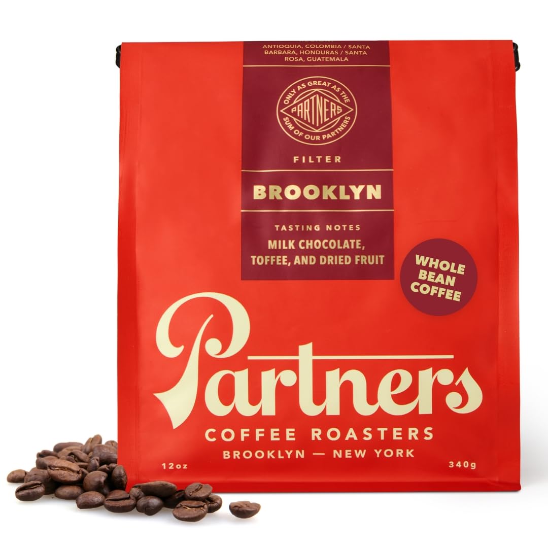 PARTNERS COFFEE ROASTERS - Whole Bean Coffee (Flatiron - Espresso, Medium-Dark Roast) 12oz - Classic Blend, Tastes Like Home - Dark Chocolate, Praline, Dates - Coffee Beans - Roasted in New York City