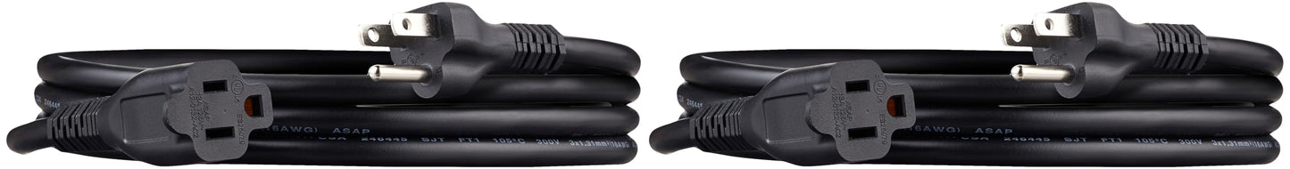 Extension Cord, 20 Ft, 3 Prong Outlet Extender, Indoor Extension Cord, 13 Amps, 125V, Black