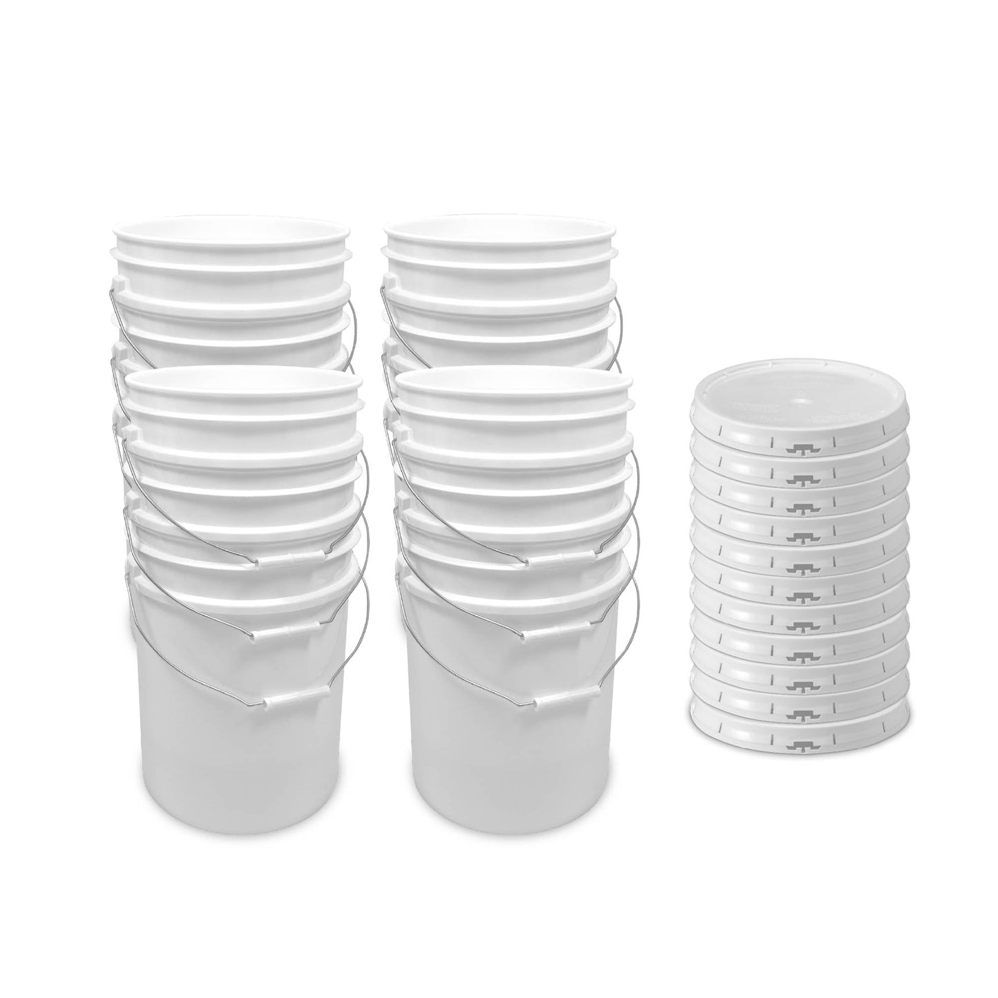 ePackageSupply White 5-Gallon Bucket with Lid | Made in USA | Food Grade | Heavy-Duty Extra Durable Plastic Bucket | Multi-Use Food Grade Buckets with Lids | Easy Stack and Store | BPA Free | 6 Pack