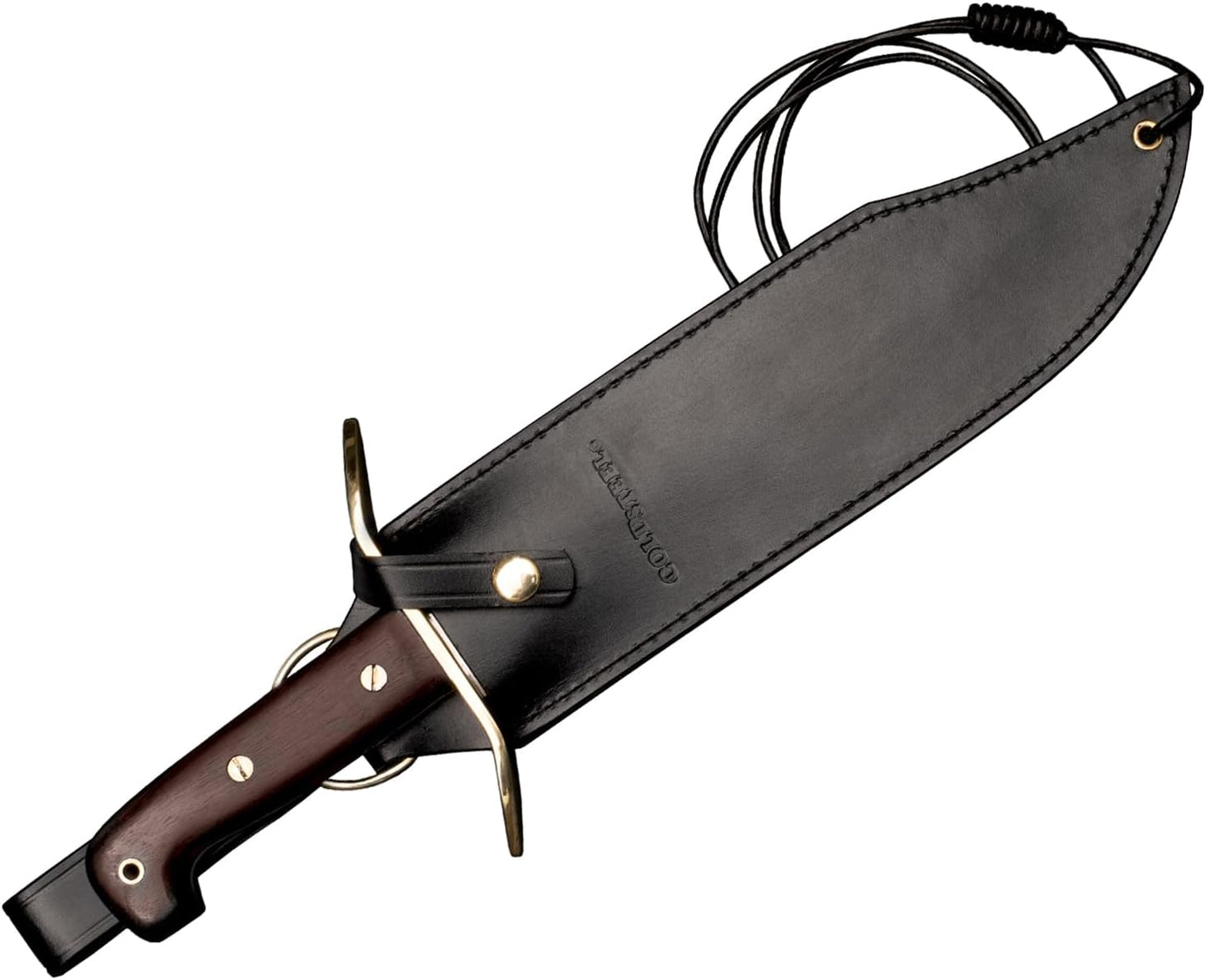 Ameristep Wild West Bowie 10.75" 1090 High-Carbon Steel Clip Point Blade 5.25" Rosewood Handle Fixed Blade Knife w/Leather Sheath