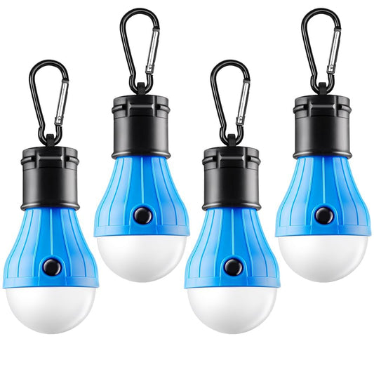 Tent Lamp Portable LED Tent Lights 4 Packs Hook Hurricane Emergency Lights LED Camping Light Bulb Camping Tent Lantern Bulb Camping Equipment for Camping Hiking Backpacking Fishing Outage