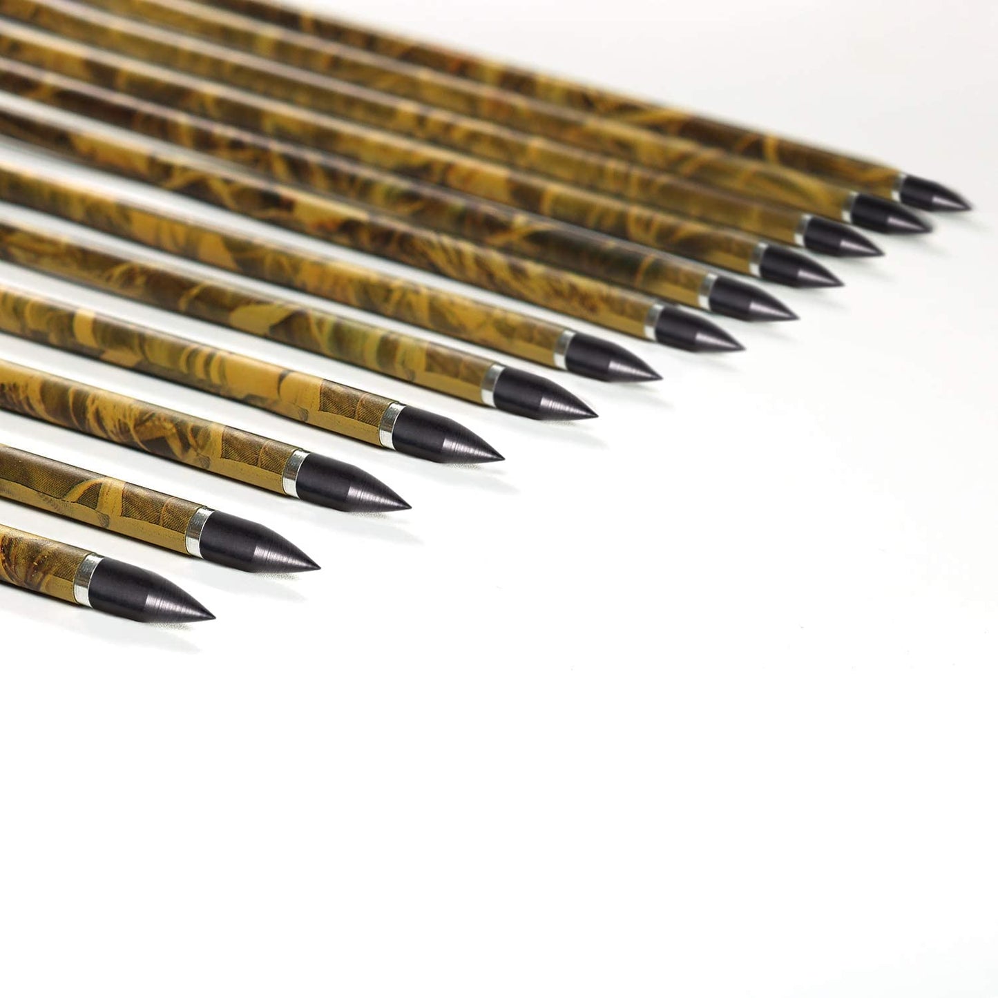 31Inch Carbon Arrow, Practice Hunting Arrows, Camo Turkey Feather Fletching, Arrows for Compound & Recurve Bow with Removable Tips Adjustable Nocks