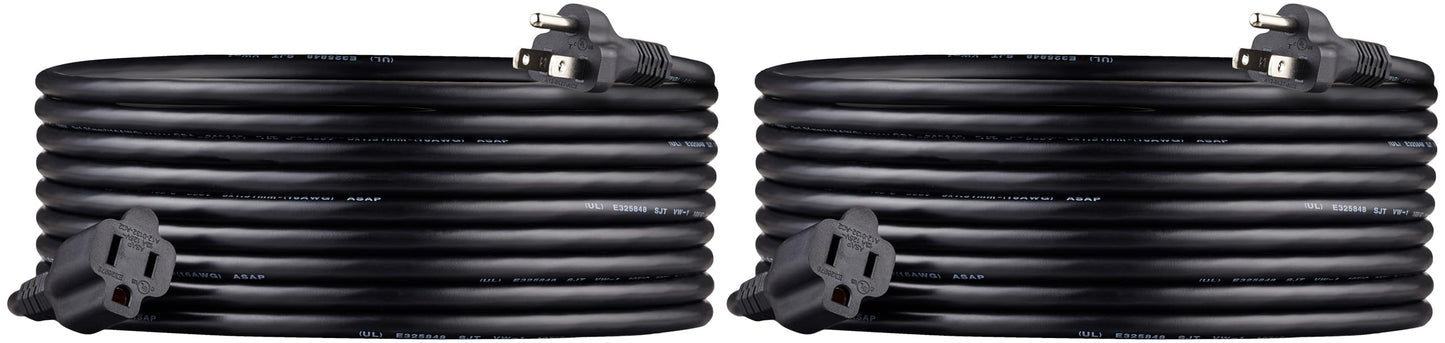 Extension Cord, 20 Ft, 3 Prong Outlet Extender, Indoor Extension Cord, 13 Amps, 125V, Black