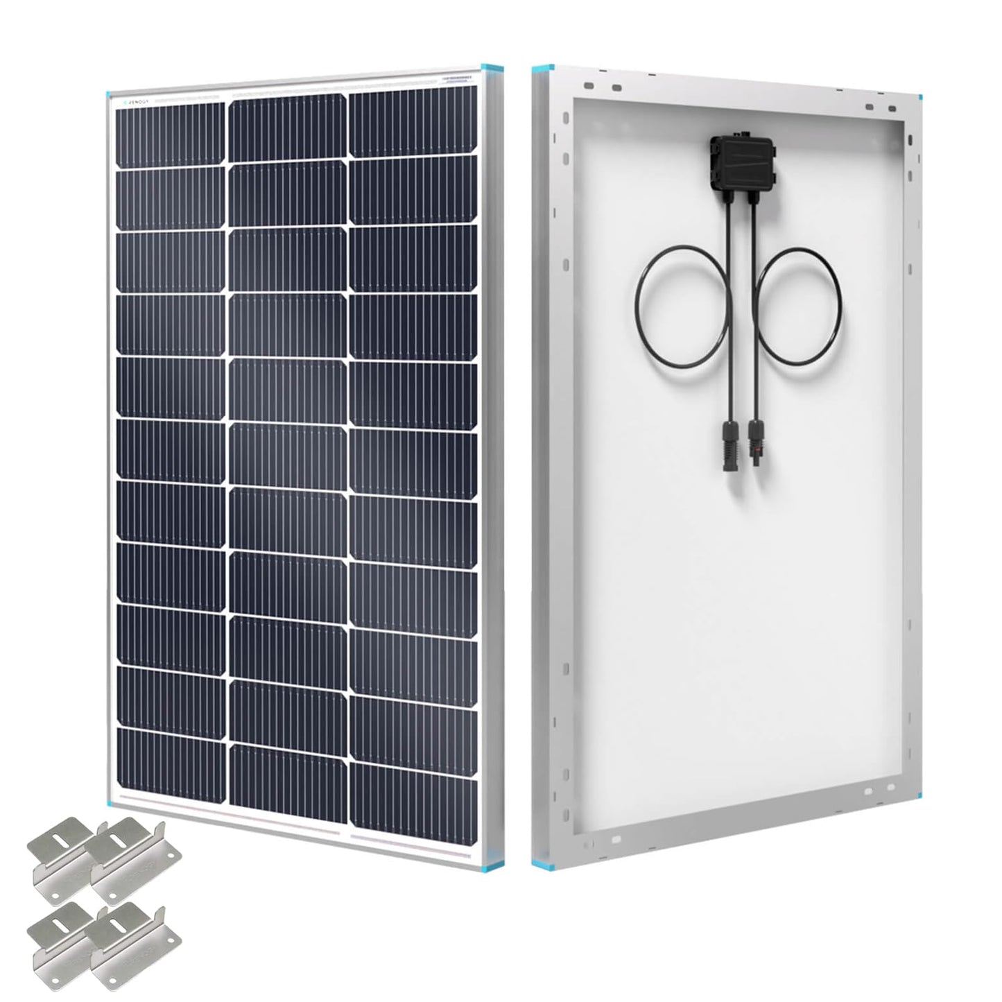 Renogy Solar Panel 100 Watt 12 Volt, High-Efficiency Monocrystalline PV Module Power Charger for RV Marine Rooftop Farm Battery and Other Off-Grid Applications, RNG-100D-SS, Single 100W