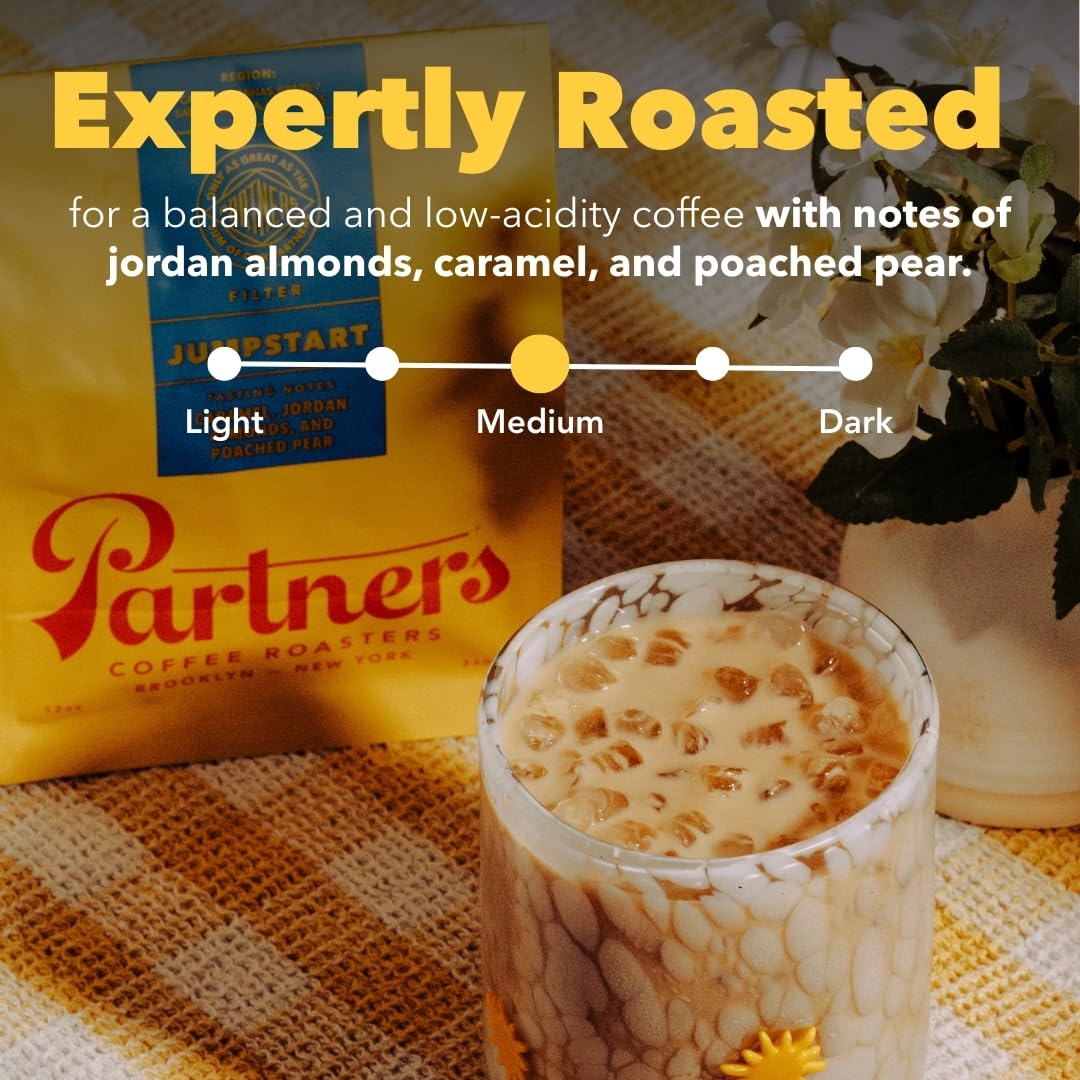 PARTNERS COFFEE ROASTERS - Whole Bean Coffee (Flatiron - Espresso, Medium-Dark Roast) 12oz - Classic Blend, Tastes Like Home - Dark Chocolate, Praline, Dates - Coffee Beans - Roasted in New York City