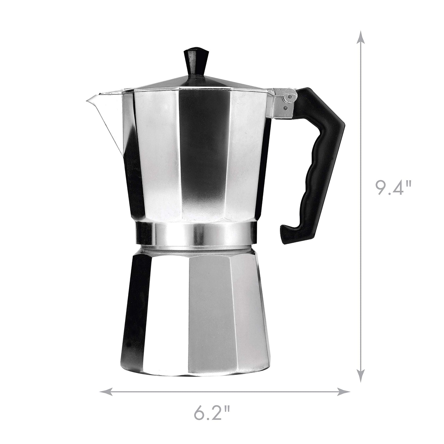Primula Classic Stovetop Espresso and Coffee Maker, Moka Pot for Italian and Cuban Café Brewing, Greca Coffee Maker, Cafeteras, 12 Espresso Cups, Silver