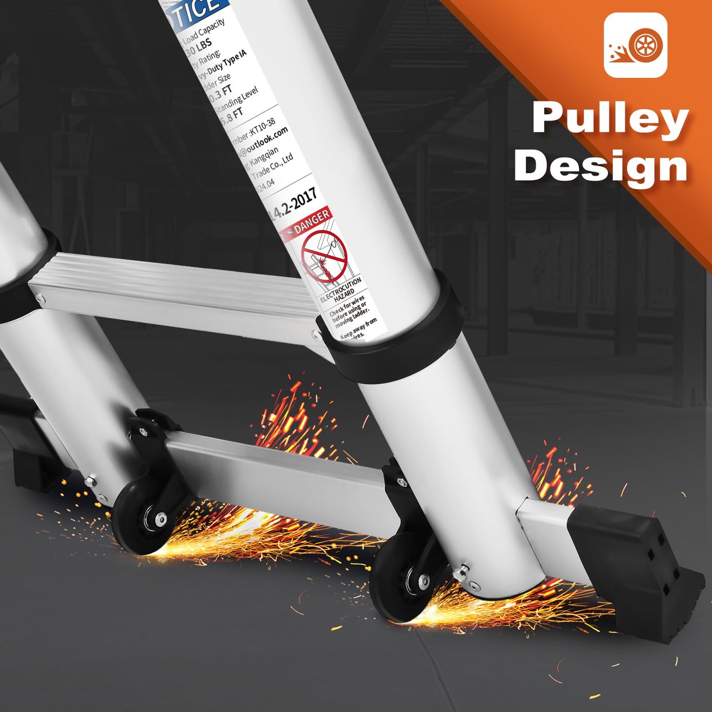 Telescoping Ladder, SocTone 12.5 FT Aluminum Lightweight Extension Ladder with 2 Triangle Stabilizers, Heavy Duty 330lbs Max Capacity, Multi-Purpose Collapsible Ladder for RV or Outdoor Work