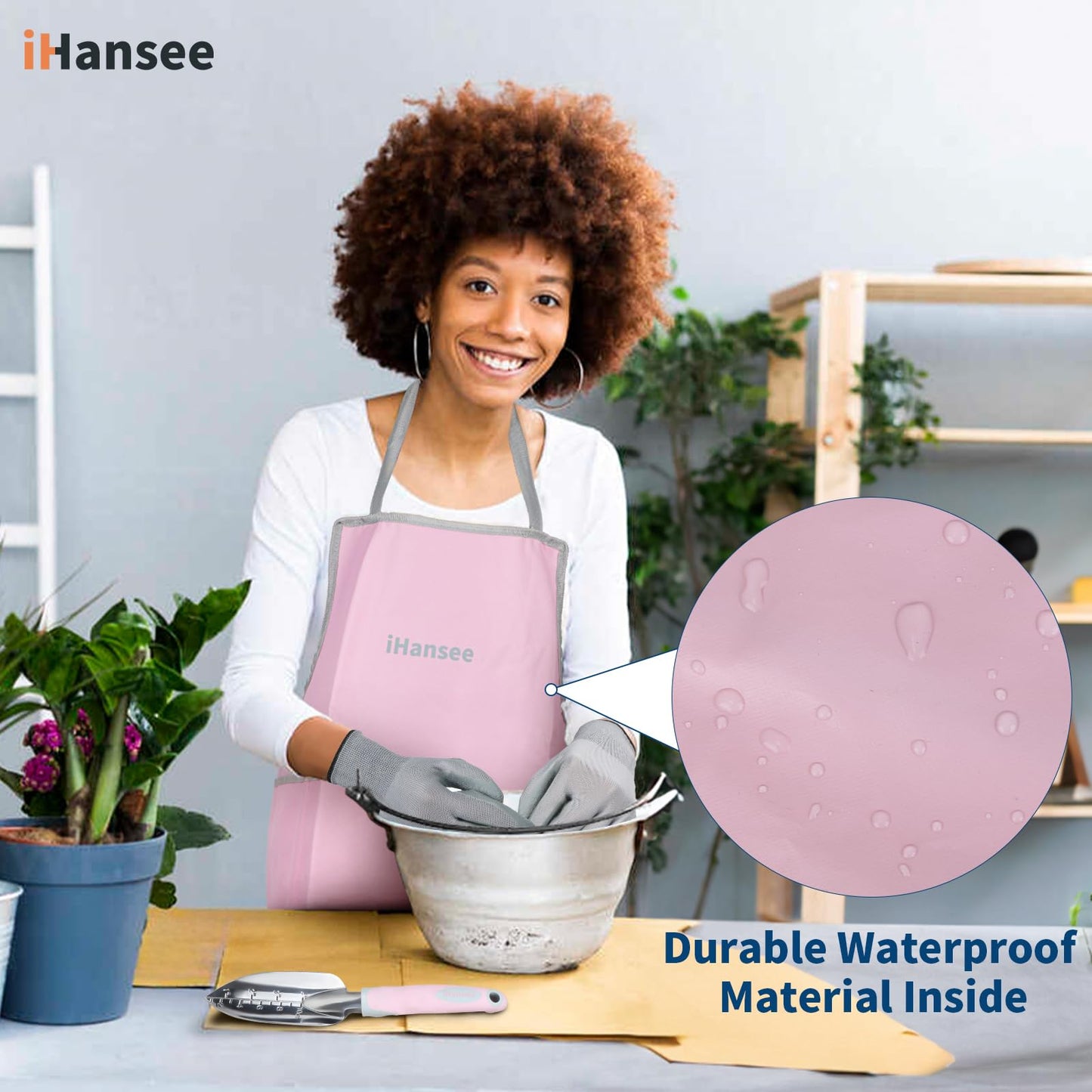 Brown Gardening Tools Set 12-Piece, Heavy Duty Garden Hand Tool Kit with Non-Slip Ergonomic Handle, Storage Tote Bag, Garden Apron, Gloves and Kneeling Pad, Gardening Gifts for Women Men Plant Lover