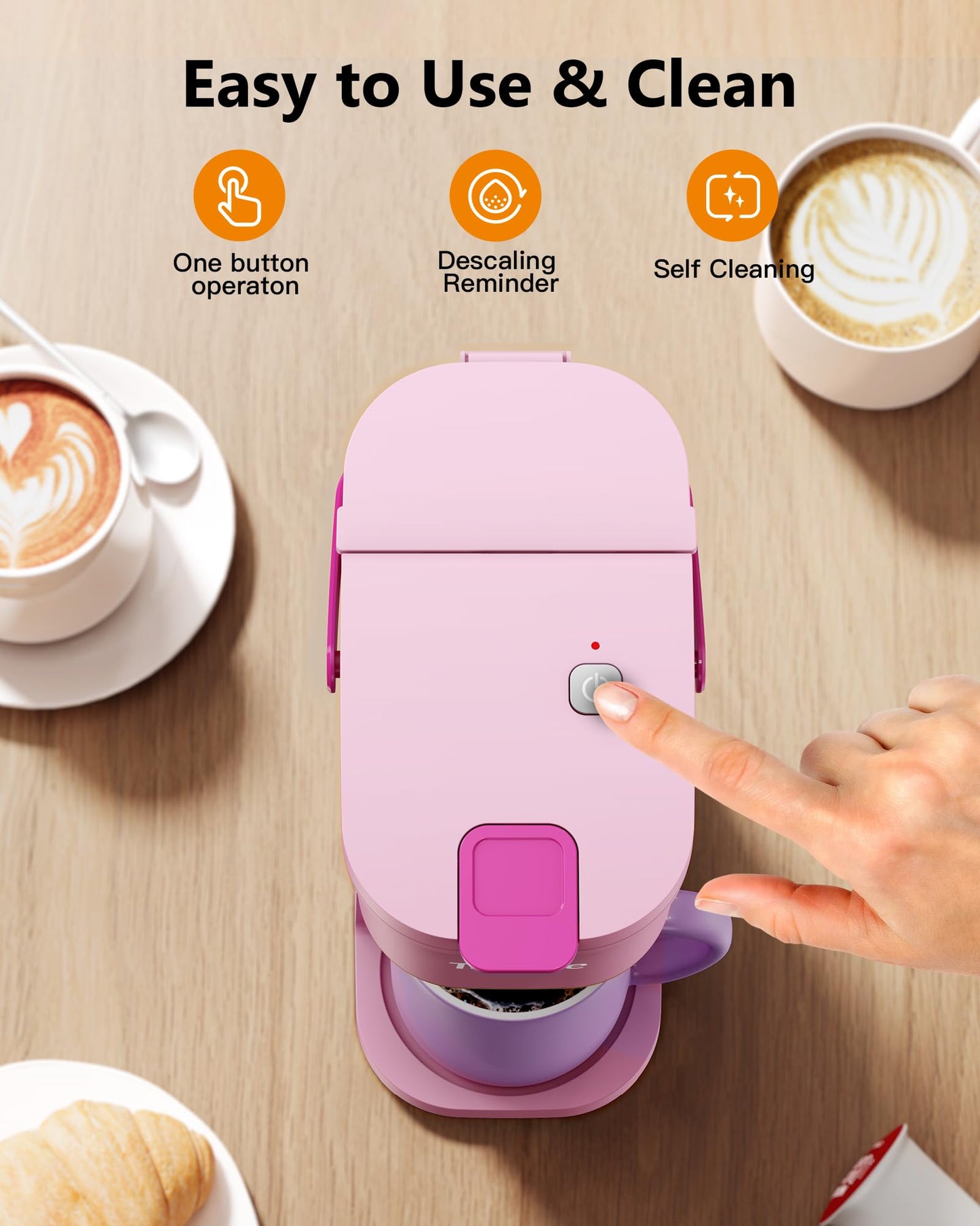 Single Serve One Cup Coffee Maker, for K Cups and Grounds, Mini Coffee Maker with Portable Handle, 6 to 12 Oz Brew Size, for Travel, Camping, Office, RV and Dorm, 120V, Black and Gold