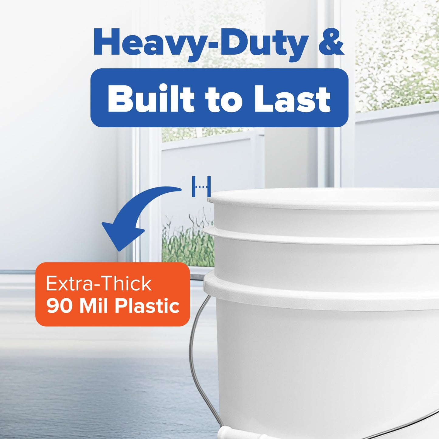 ePackageSupply White 5-Gallon Bucket with Lid | Made in USA | Food Grade | Heavy-Duty Extra Durable Plastic Bucket | Multi-Use Food Grade Buckets with Lids | Easy Stack and Store | BPA Free | 6 Pack