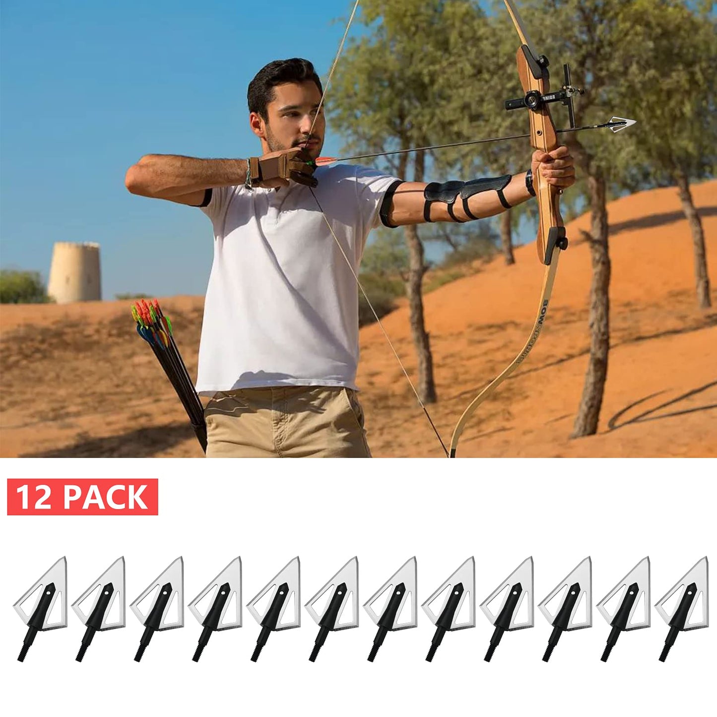 Stainless Steel Hunting Archery Broadheads Blades Grain Screw-in Arrow Heads Tips Compatible with Traditional Bows Archery Broad Crossbow Recurve6