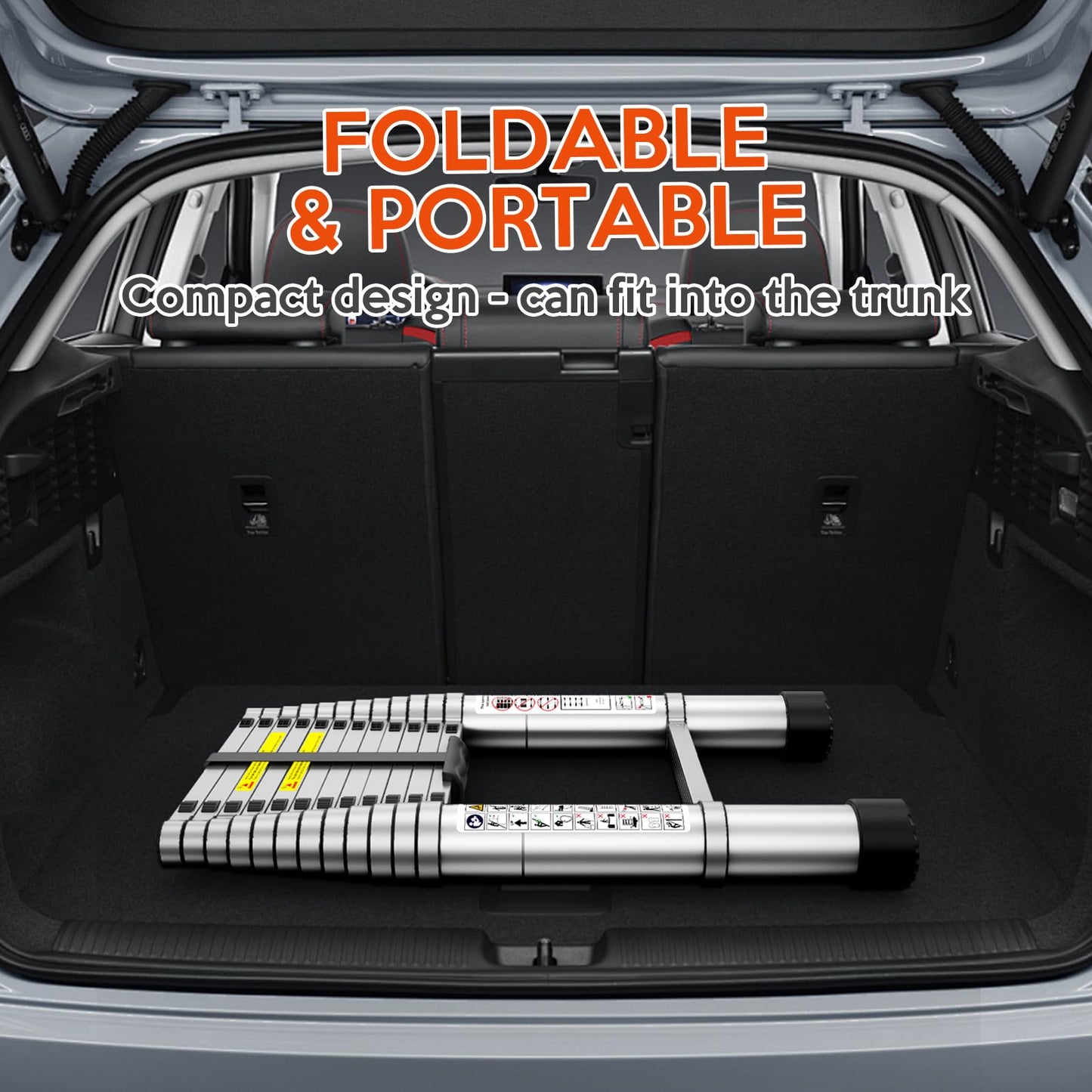 Telescoping Ladder,12.5 FT Extension Ladder, Heavy Duty 330lbs Max Capacity, Multi-Purpose Collapsible Ladder for RV or Outdoor Work