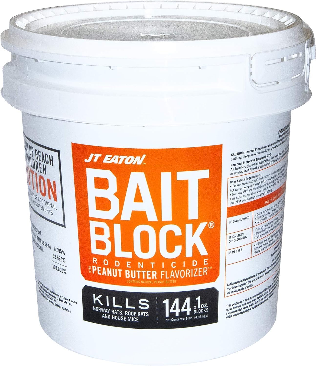Bait Block Peanut Butter Flavor Rodenticide – 9 lb. Pail – Effective Rodent Control Bait Blocks – Long-Lasting and Easy to Use