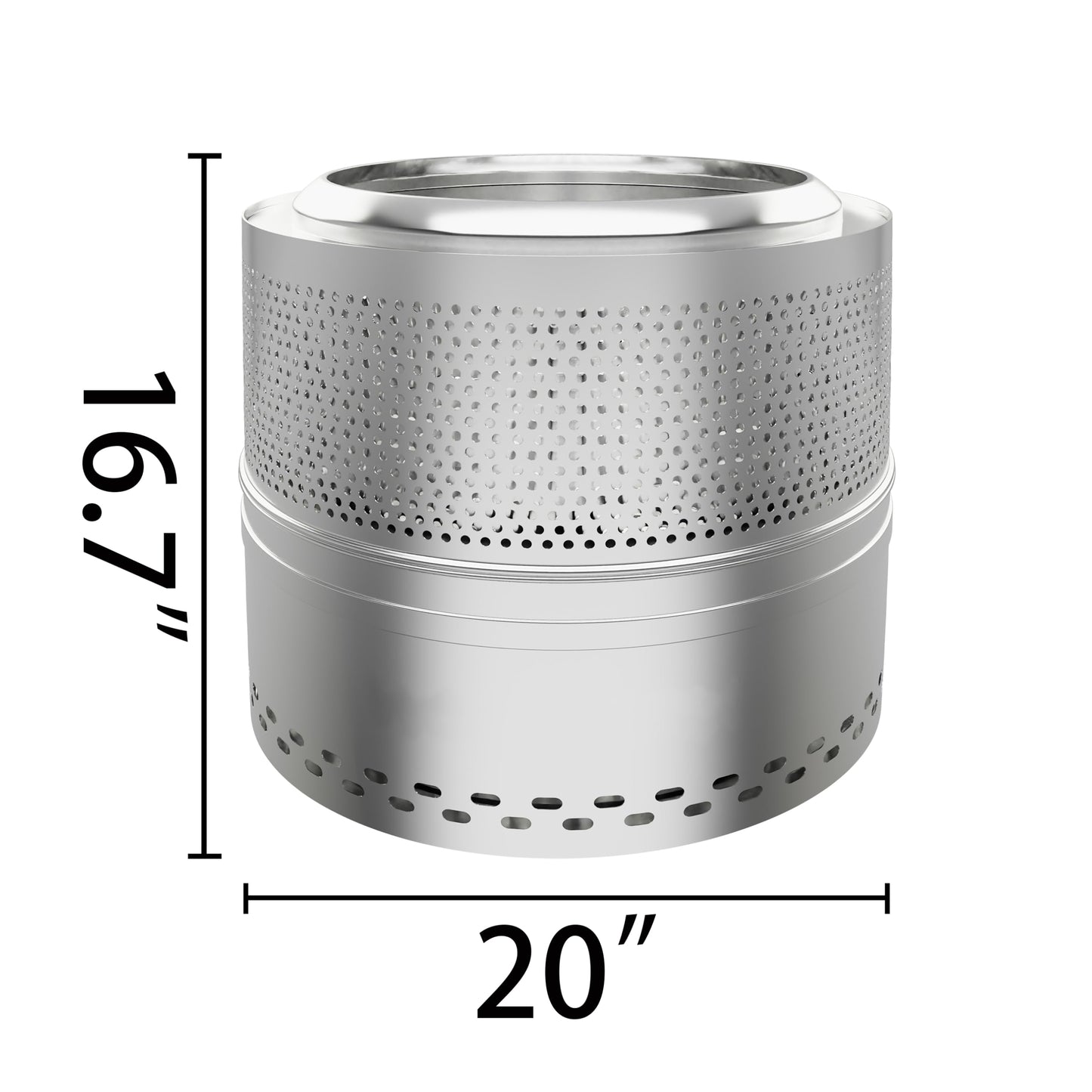 Smokeless Fire Pit,Stainless Steel Wood Burning Fireplaces with Removable Ash Pan Portable Storage Bag for Camping Bonfire Backyard Garden (20 Inch)