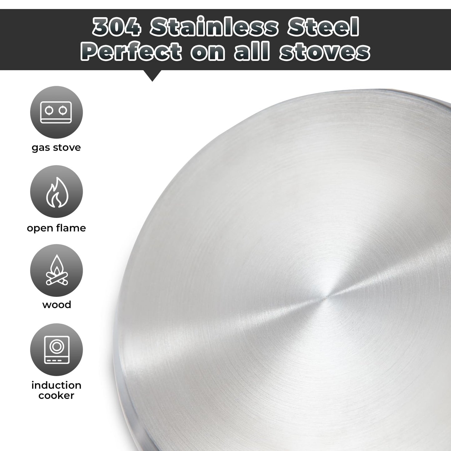 KingCamp Camping Cookware Set 304 Stainless Steel Campfire Cooking Pots Pan and Kettle with Travel Tote Bag for Camping Outdoor Kitchen Cooking Picnic for 4-6