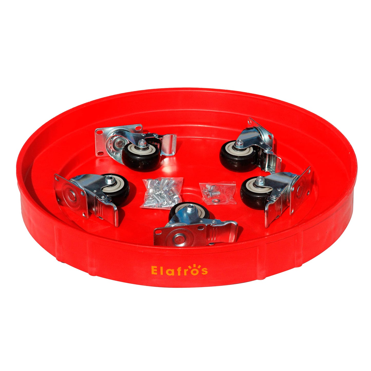 ELAFROS 30 Gallon and 55 Gallon Heavy Duty Plastic Drum Dolly – Durable Plastic Drum Cart 900 lb. Capacity- Barrel Dolly with 5 Swivel Casters Wheel,Blue