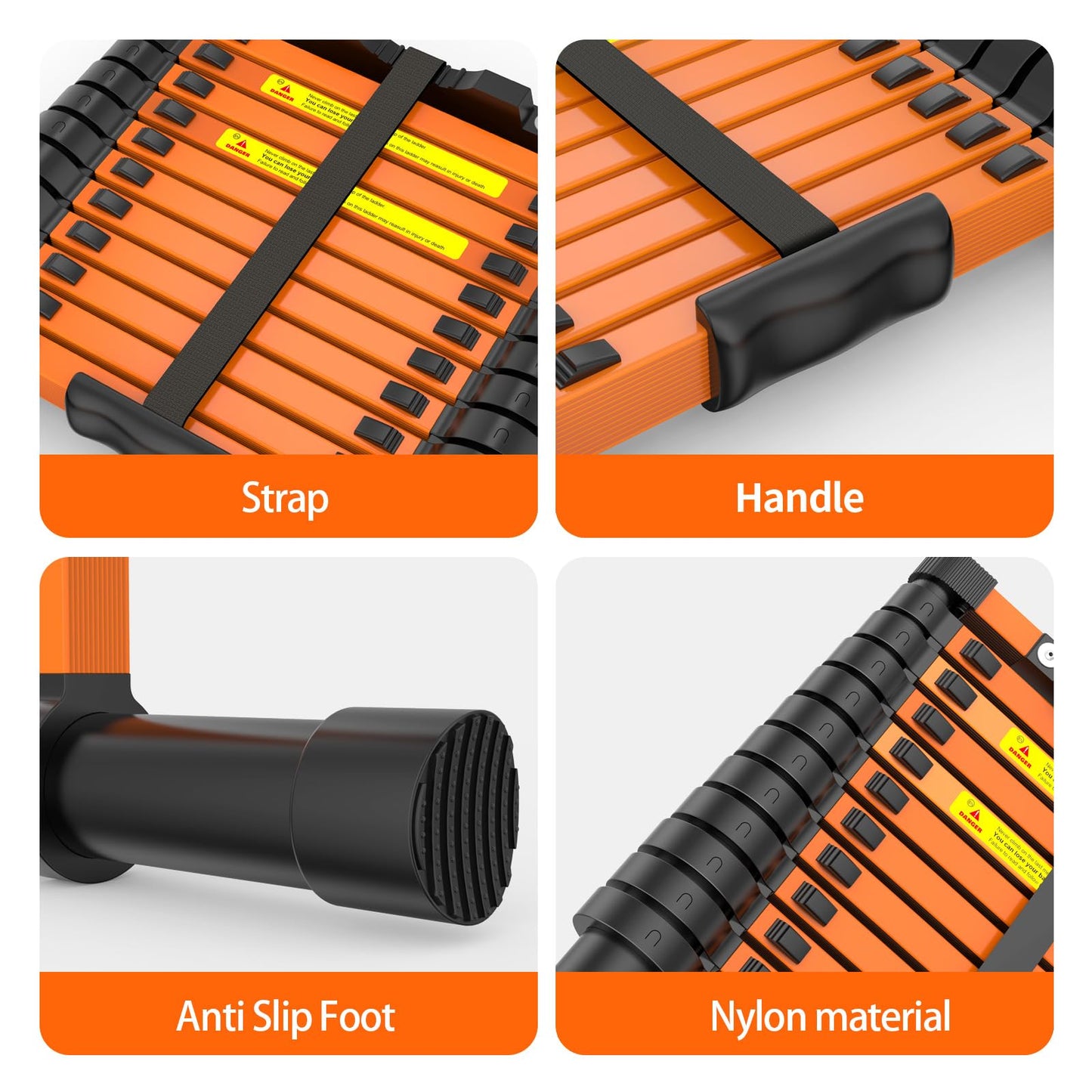 Telescoping Ladder,12.5 FT Extension Ladder, Heavy Duty 330lbs Max Capacity, Multi-Purpose Collapsible Ladder for RV or Outdoor Work