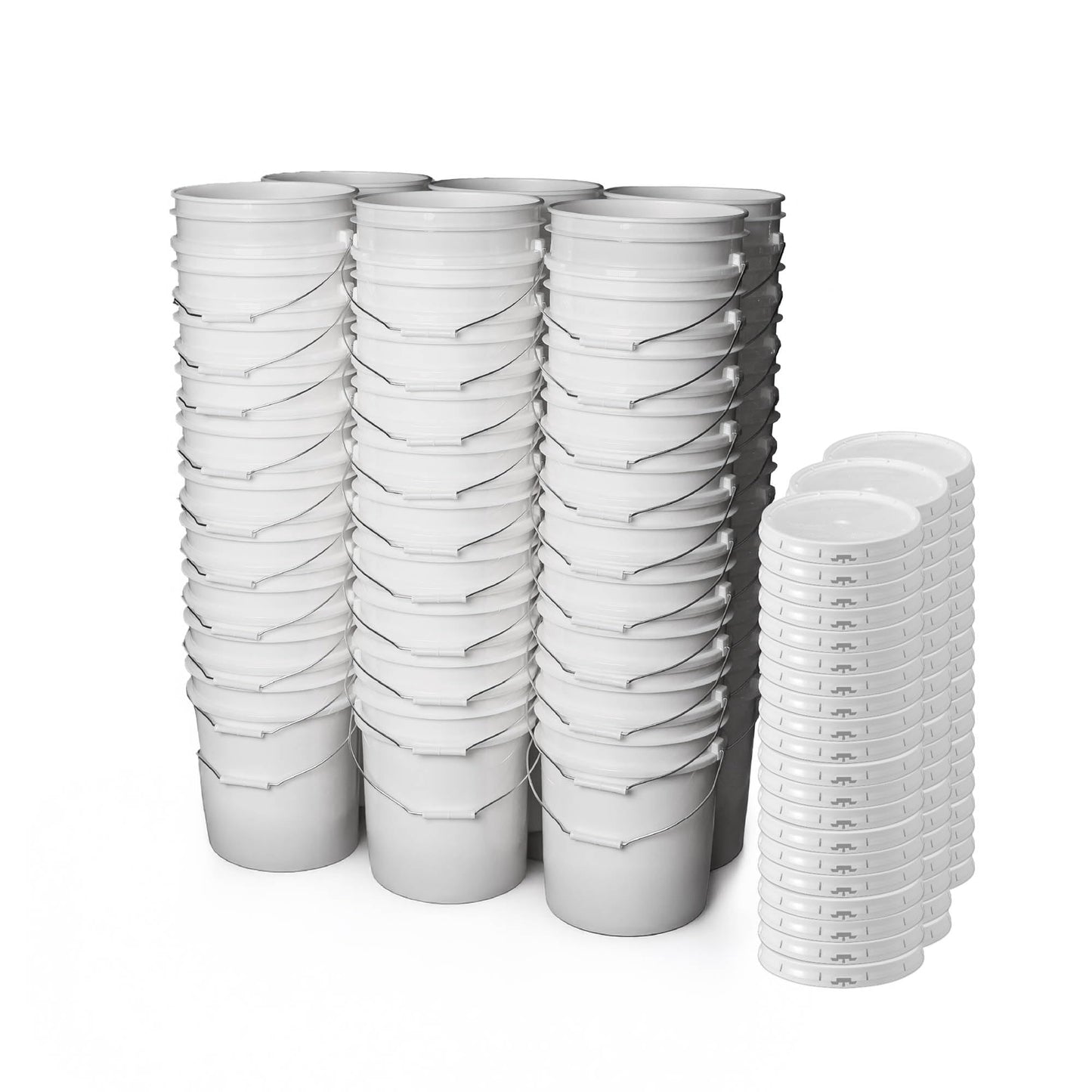 ePackageSupply White 5-Gallon Bucket with Lid | Made in USA | Food Grade | Heavy-Duty Extra Durable Plastic Bucket | Multi-Use Food Grade Buckets with Lids | Easy Stack and Store | BPA Free | 6 Pack