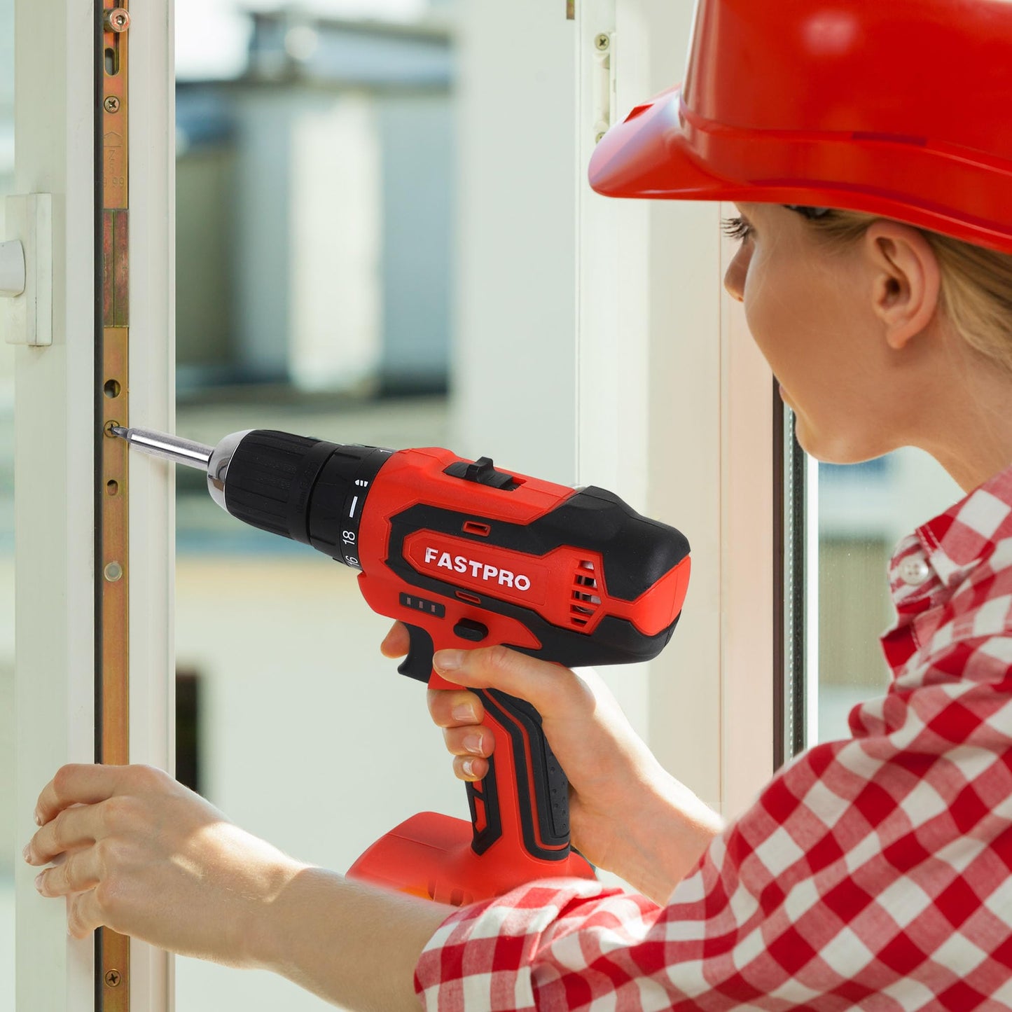 FASTPRO 232-Piece 20V Cordless Lithium-Ion Drill Driver & Home Tool Set, Household Repairing Tool Kit with Drill, 12-Inch Wide Mouth Storage Tool Bag, Green