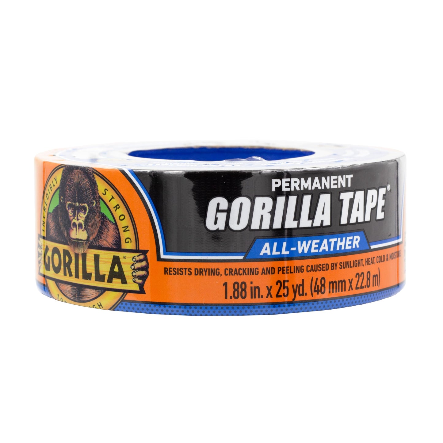 Gorilla All Weather Duct Tape, Black, 1.88" x 25 yd (Pack of 2) - UV and Temperature Resistant Waterproof Tape for Outdoor Repairs