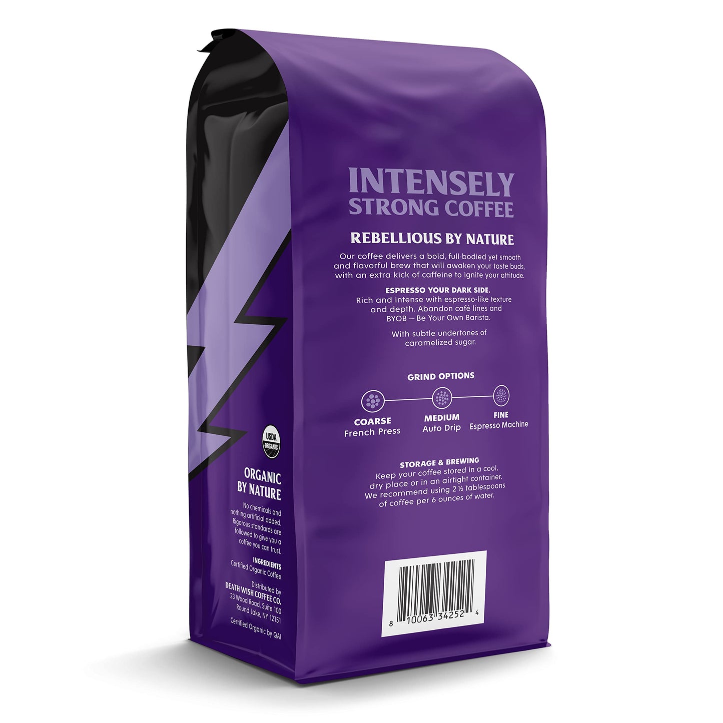 Death Wish Coffee, Organic and Fair Trade Dark Roast Whole Bean Coffee, 16 oz